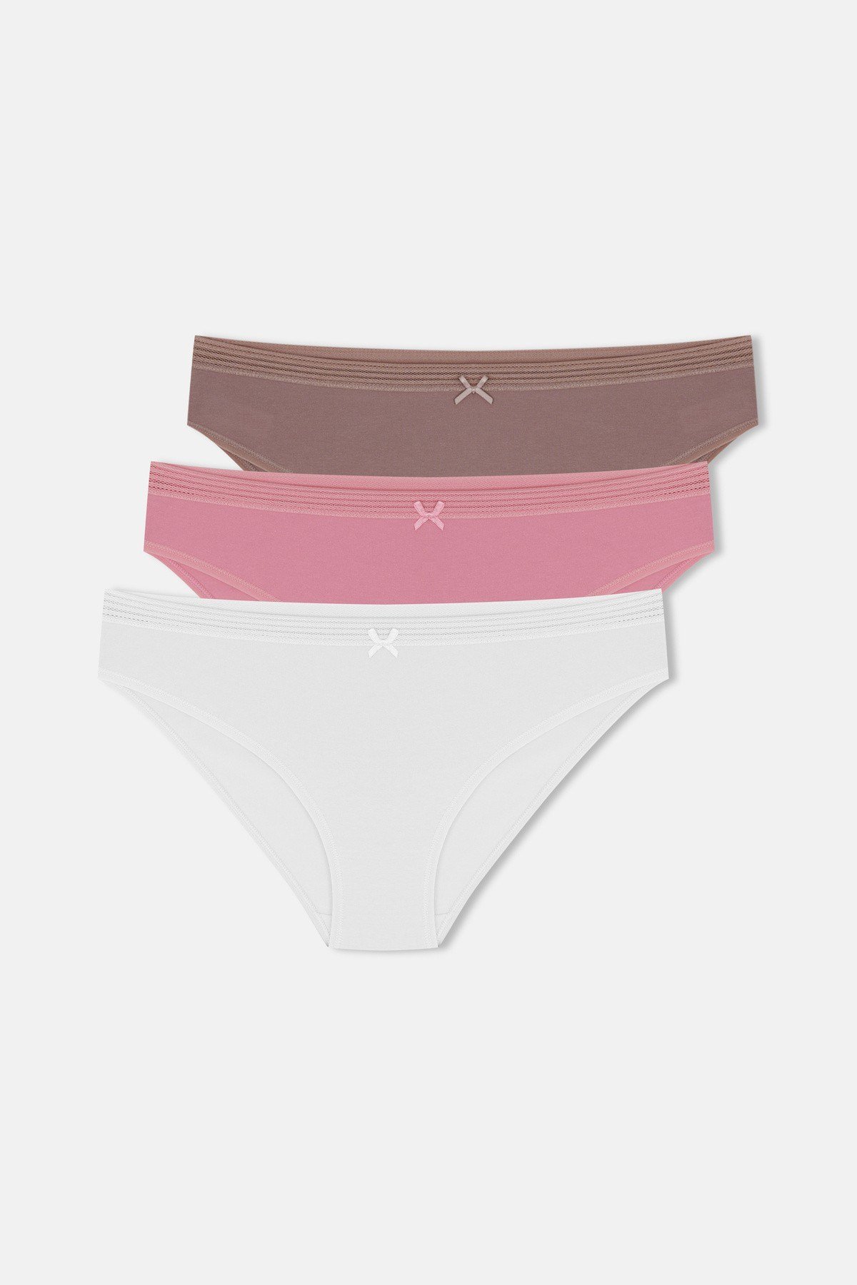 3'lü Pamuklu Dantelli Slip Külot