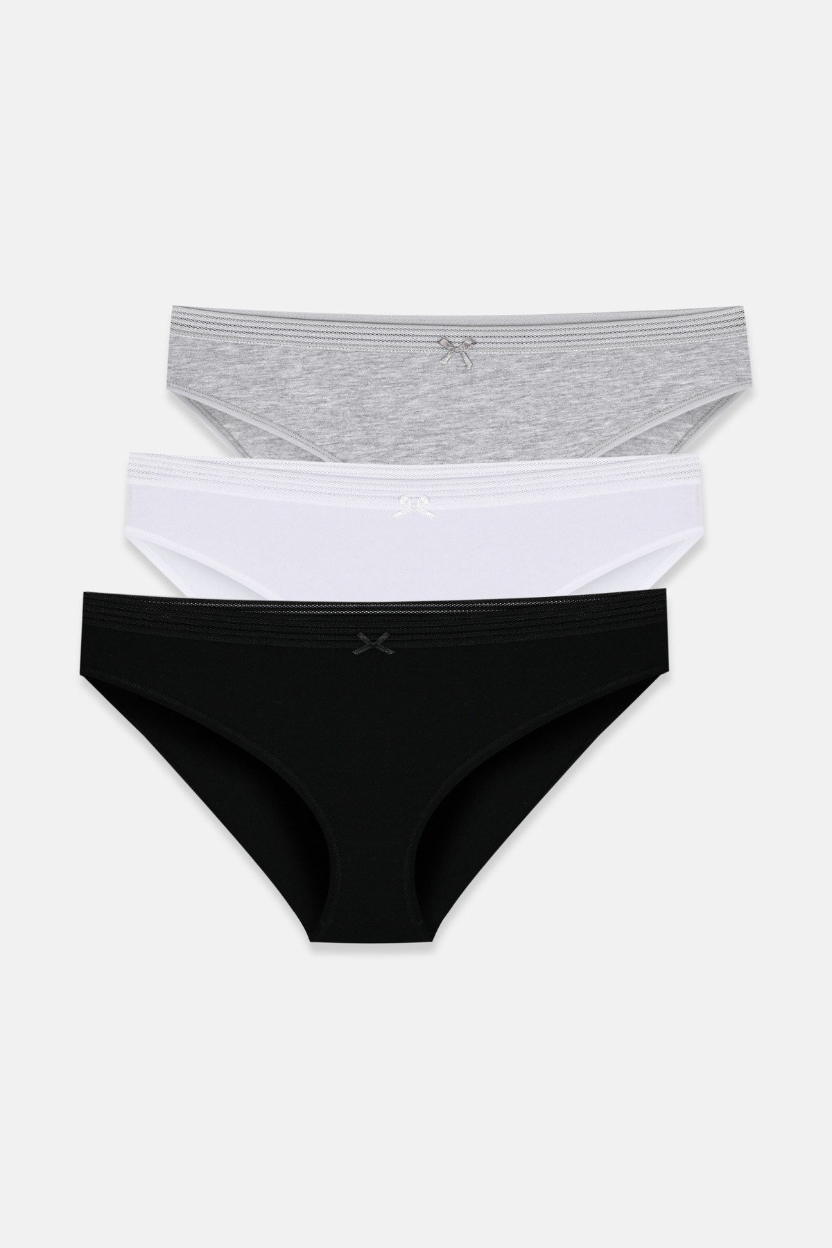 3'lü Pamuklu Dantelli Slip Külot