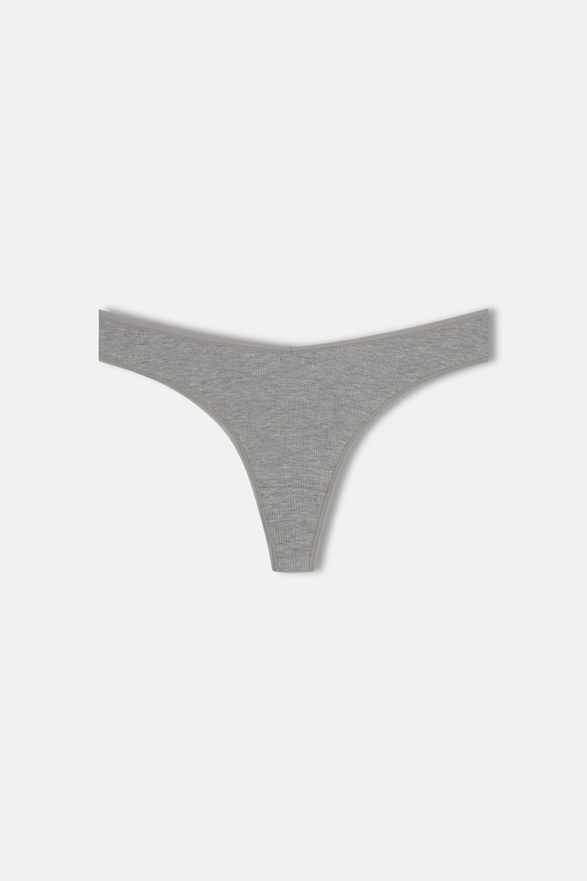 3'lü Pamuklu V Kesim Rib String Külot