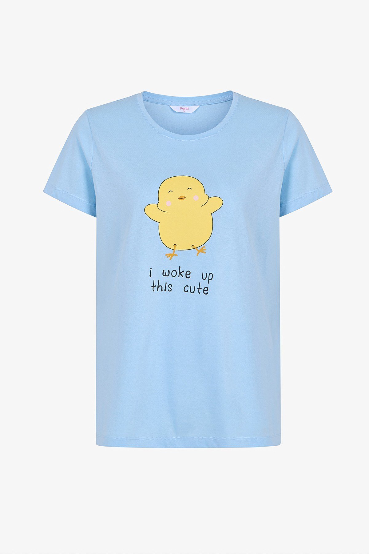 Açık Mavi Happy Day Pamuklu Şortlu Pijama Takımı