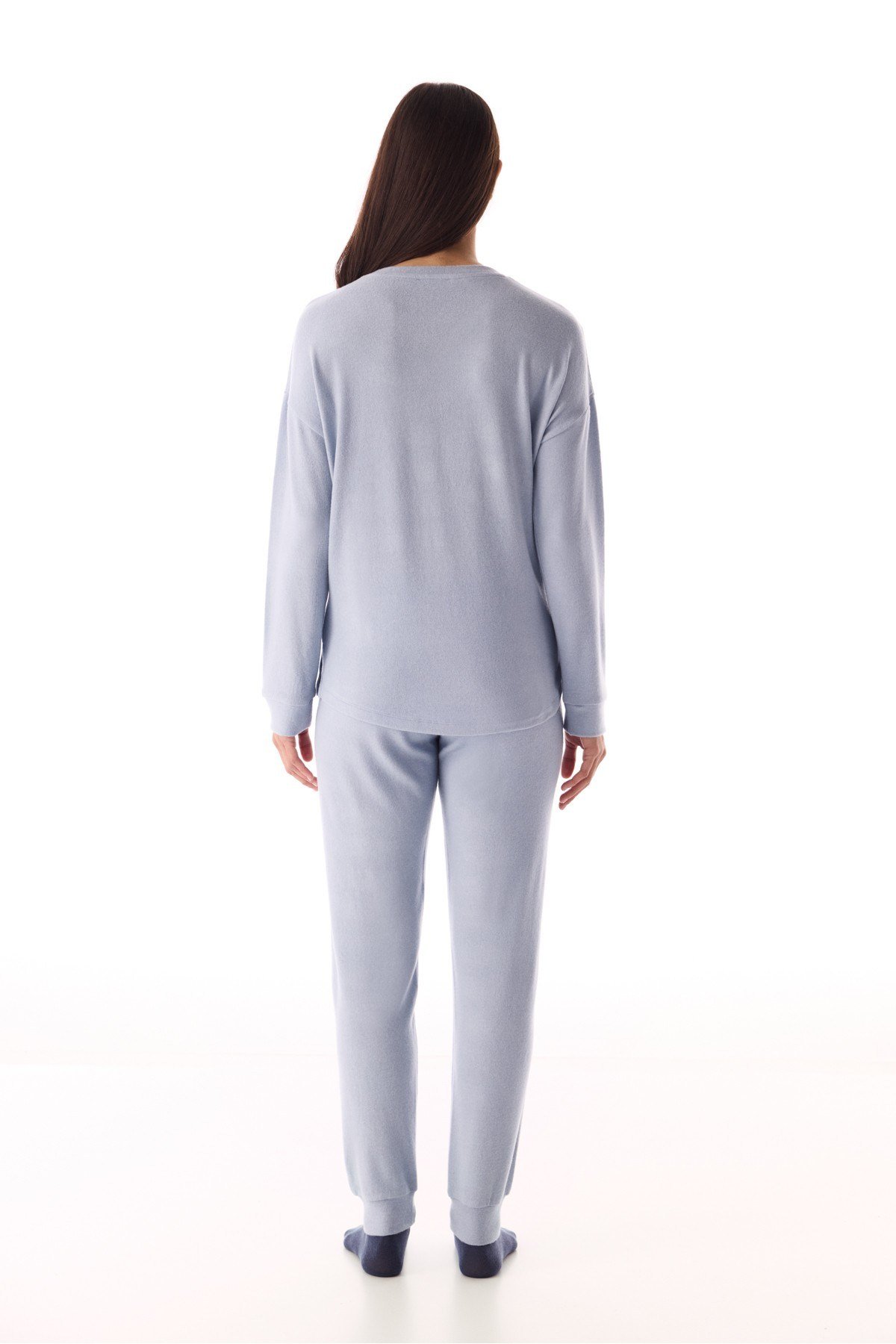 Açık Mavi Magic Soft Termal Etkili Uzun Kollu Pijama Takımı