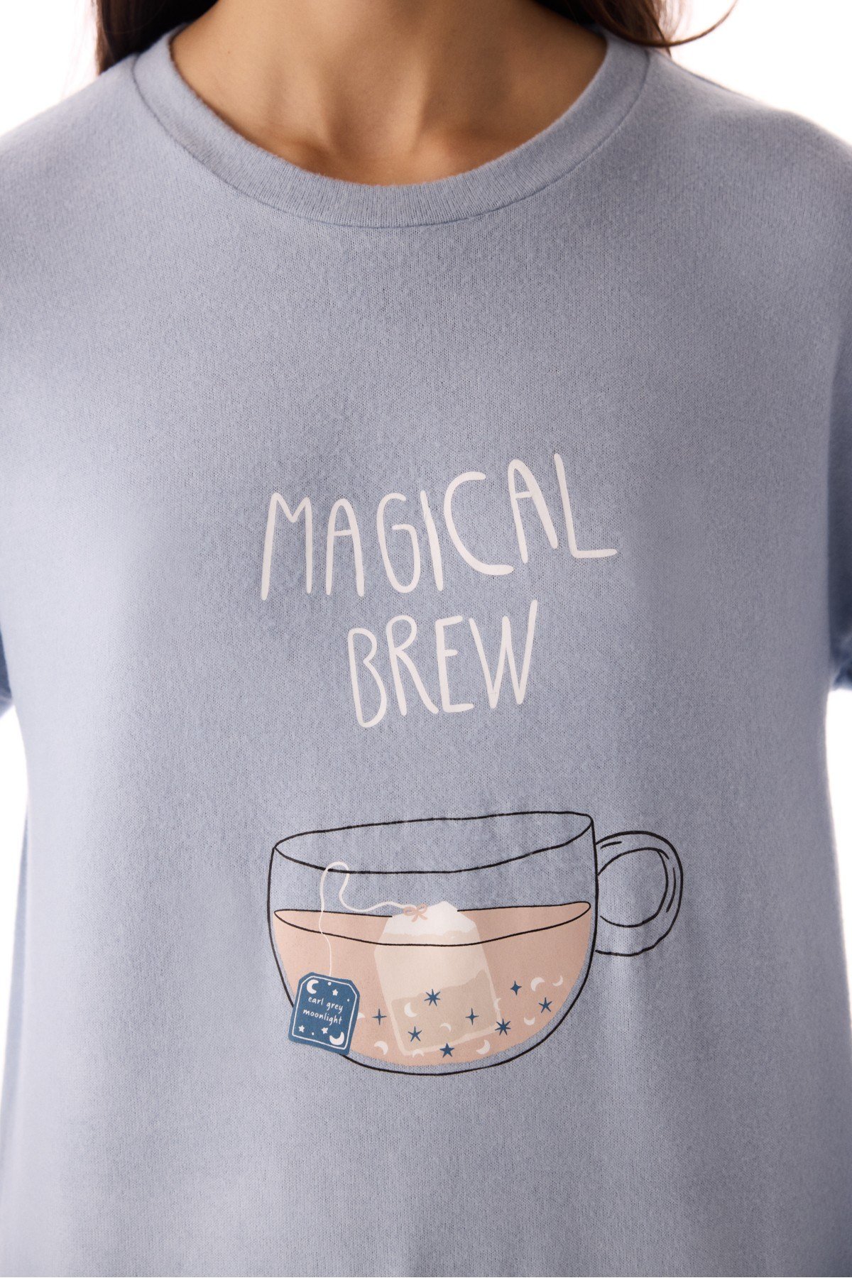 Açık Mavi Magic Soft Termal Etkili Uzun Kollu Pijama Takımı