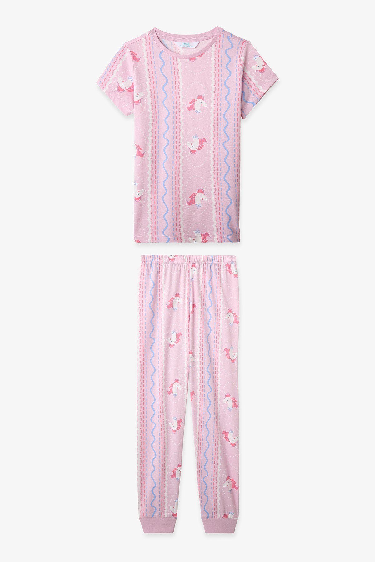 Açık Pembe Kız Çocuk Sleepycorn Pamuklu 2'li Pijama Takımı