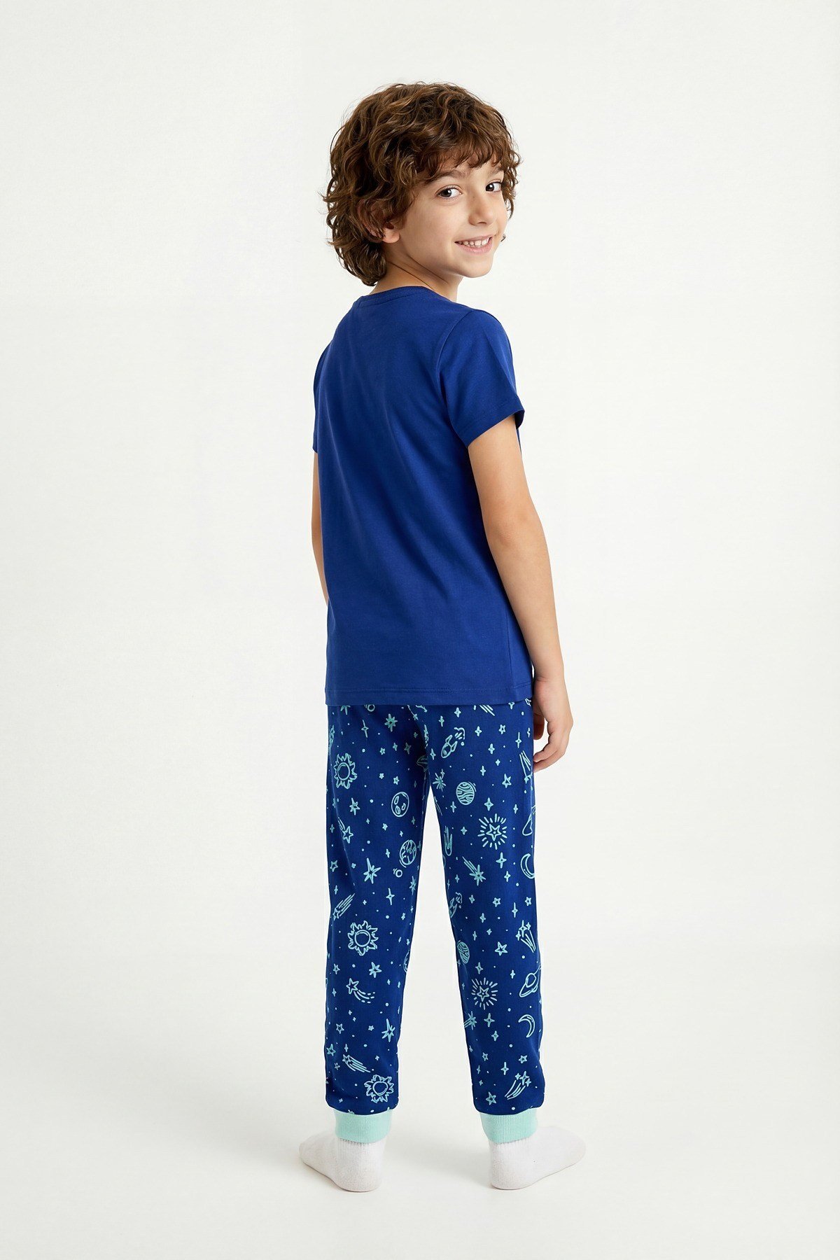 Lacivert Erkek Çocuk Cosmic Nap Pamuklu 2'li Pijama Takımı