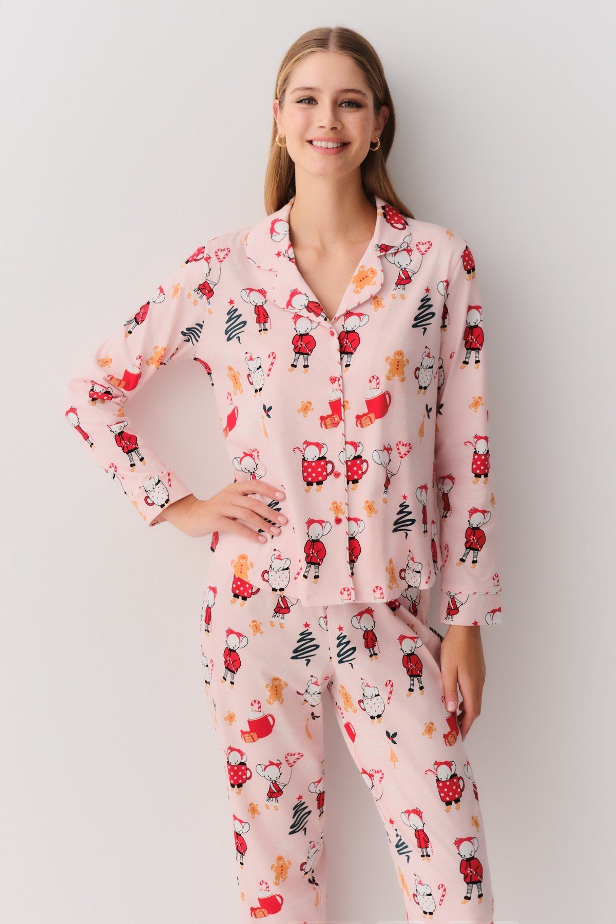 Lulusu Gömlek Yaka Pijama Takımı
