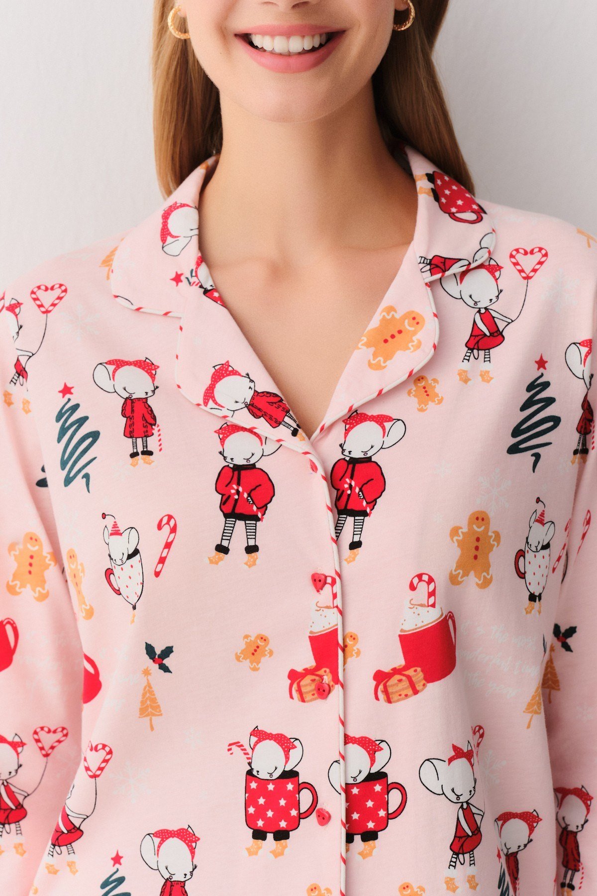 Lulusu Gömlek Yaka Pijama Takımı
