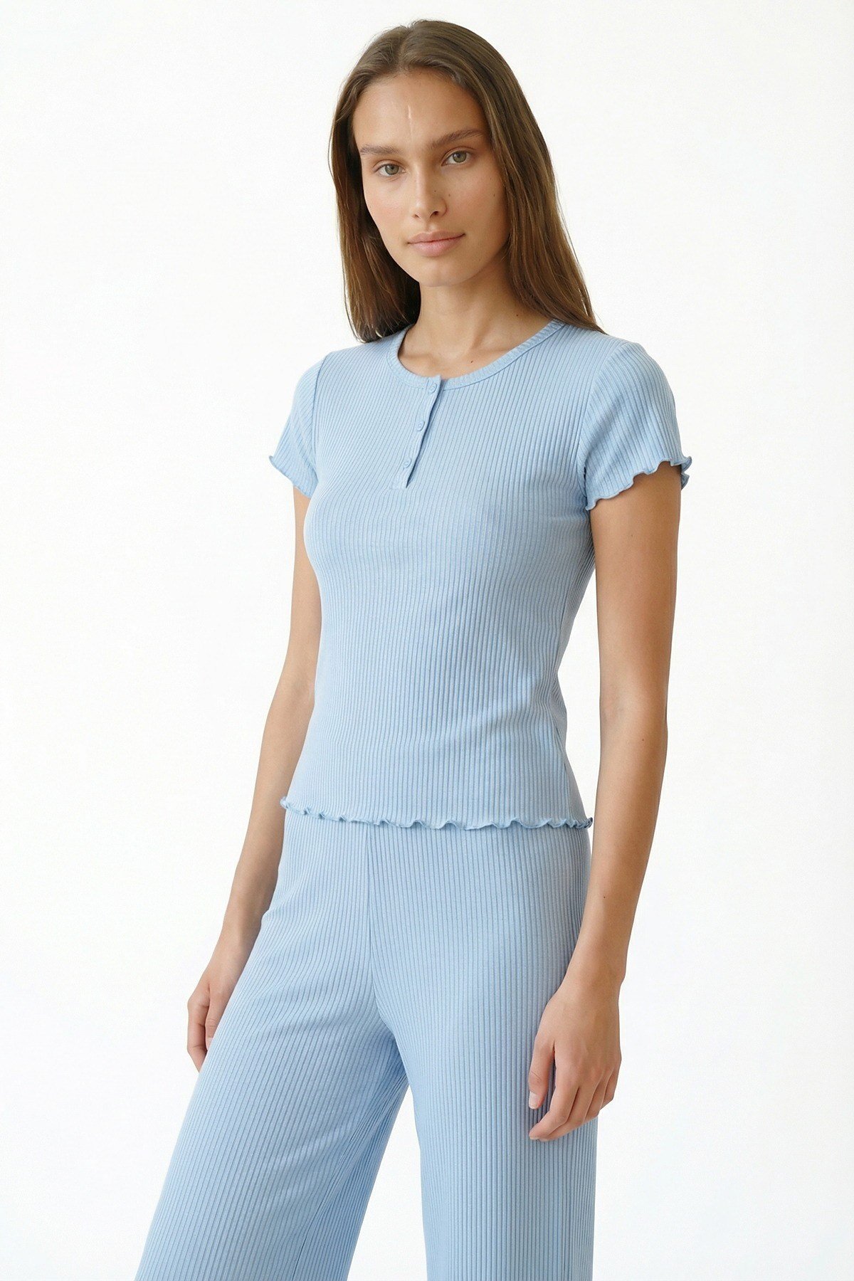Mavi Ella Solid Pantolon Pijama Takımı