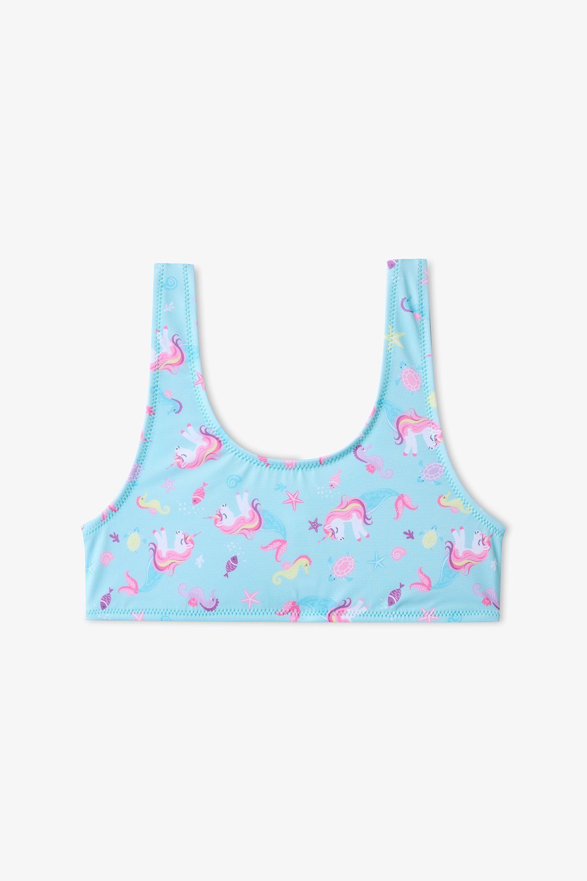 Renkli Kız Çocuk Unimermaid Halter Bikini Takımı
