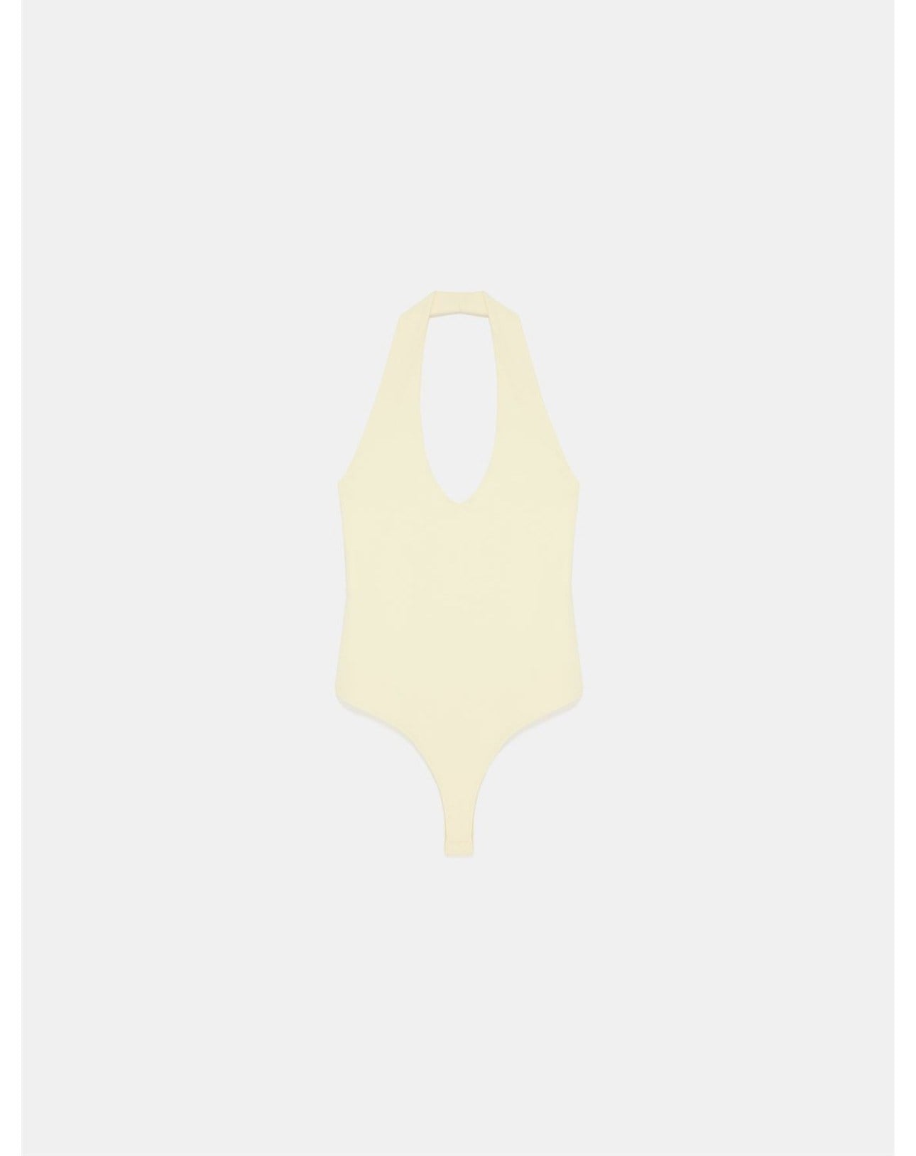 Halter Yaka Bodysuit Bluz Açık Sarı