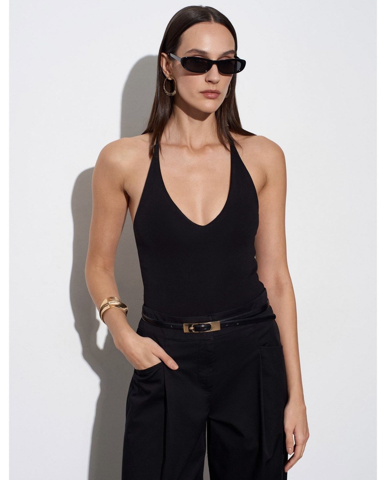 Halter Yaka Bodysuit  Bluz Siyah