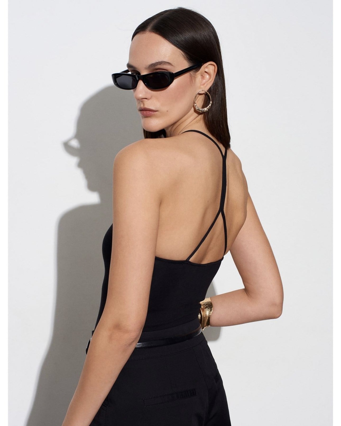 Halter Yaka Bodysuit  Bluz Siyah