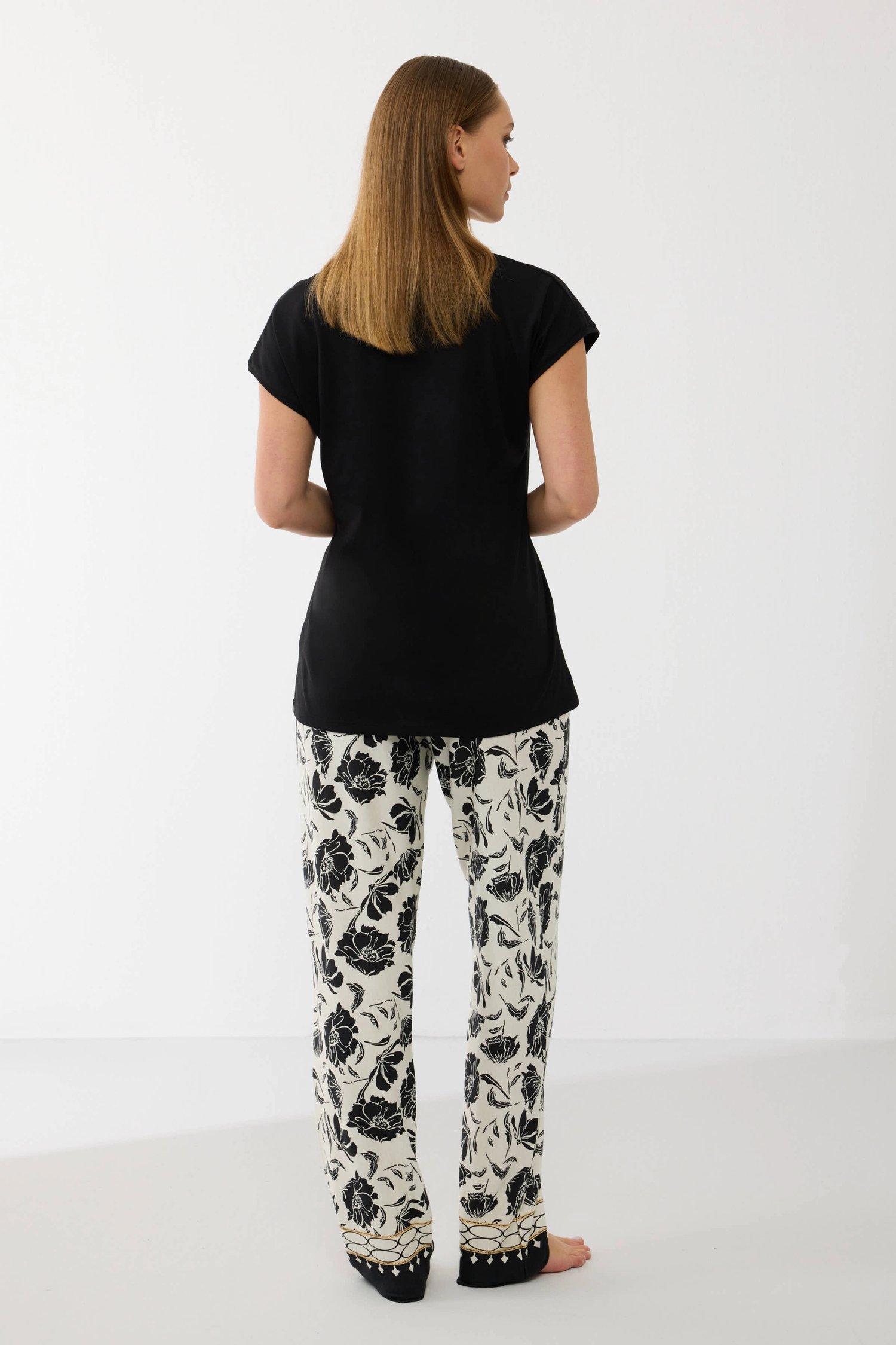 Anıl 11709 Kadın Kısa Kol Tencel Kumaş Desenli Pijama Takımı