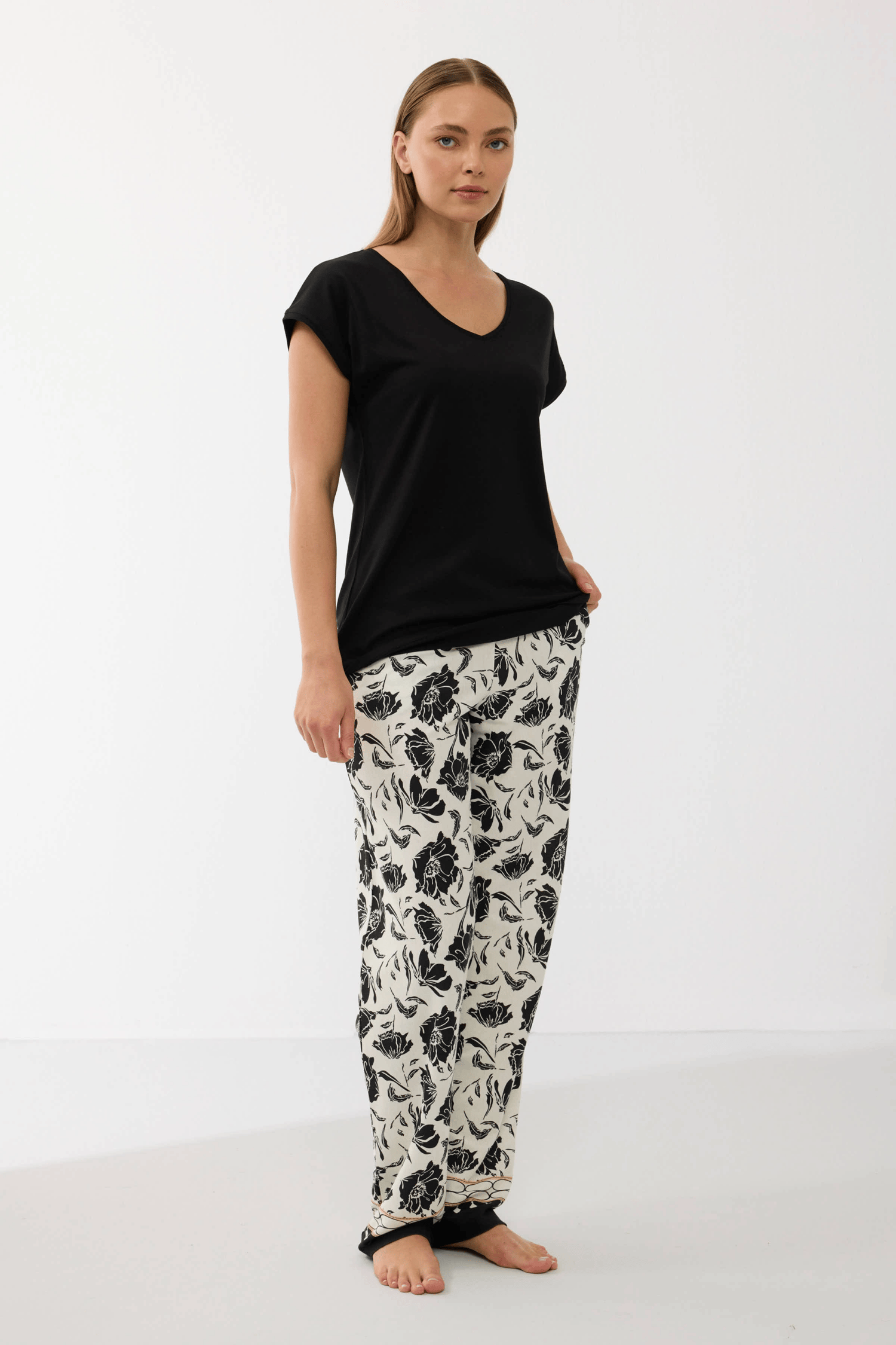 Anıl 11709 Kadın Kısa Kol Tencel Kumaş Desenli Pijama Takımı