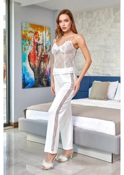 Aqua 24584 Dantel Detay Sabahlıklı 3'lü Pijama Takımı