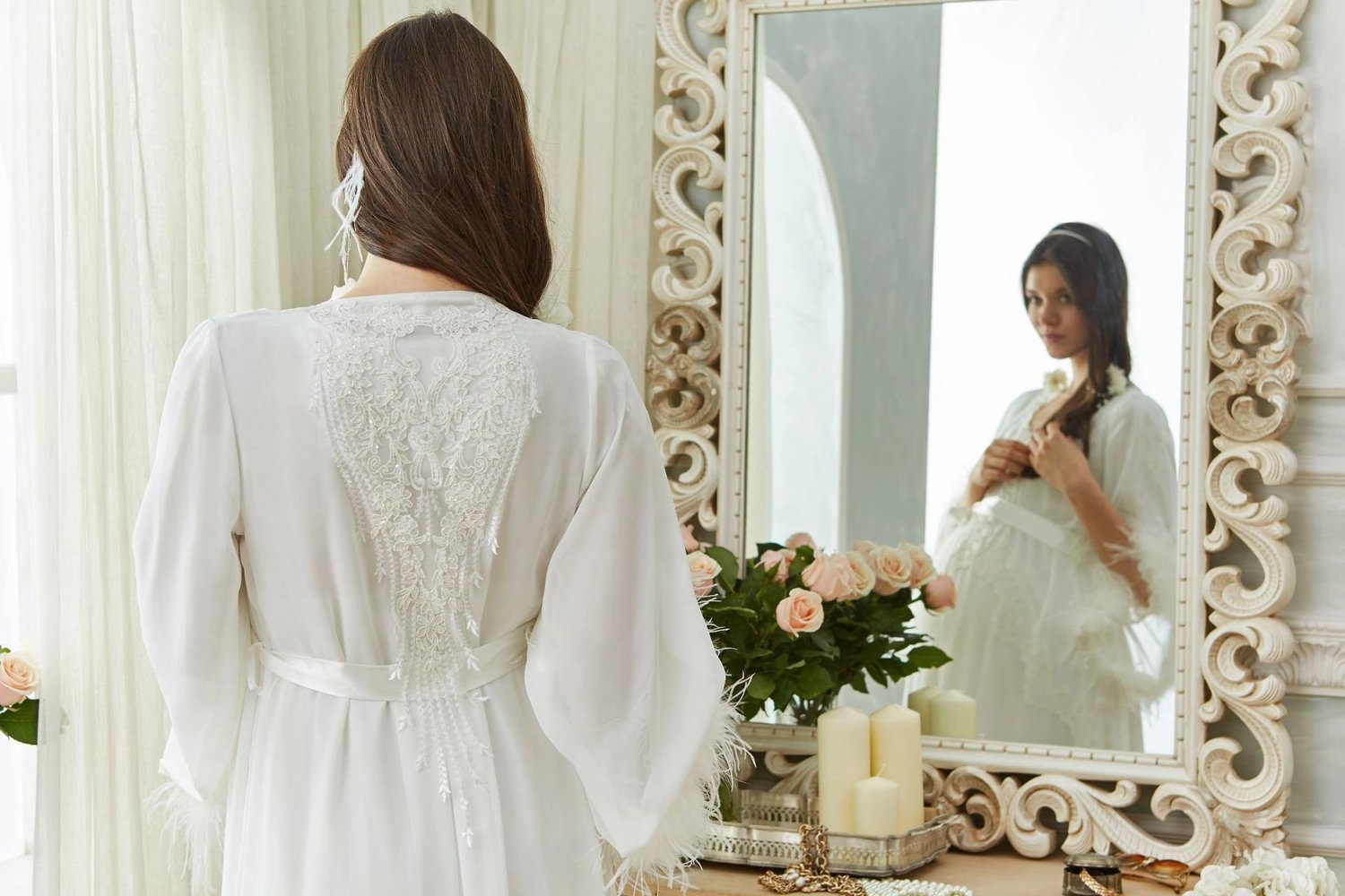 Aqua 26355 Otrişli Şifon Pullu Brodeli Sabahlık