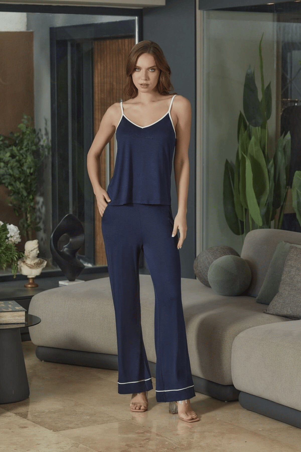Aqua 26577 Kadın İp Askılı  Pijama Takım