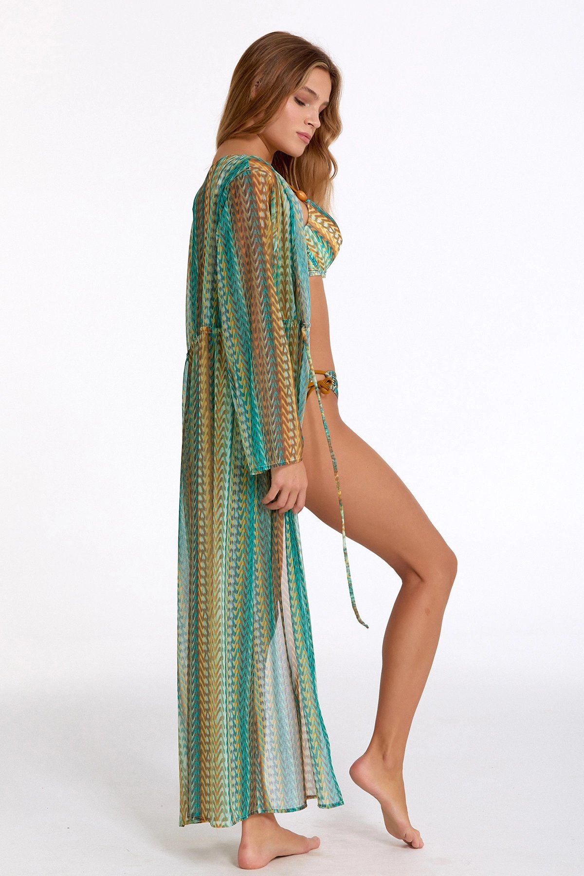 Argento 2106-3018 Kadın Önü Açık Uzun Kaftan