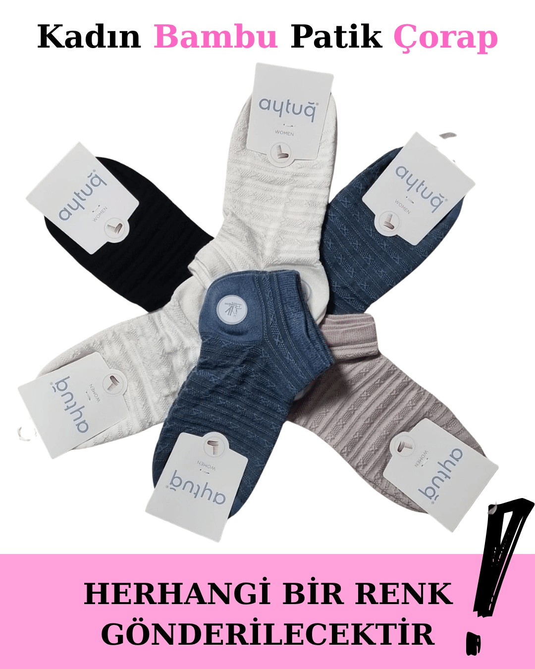 Aytuğ 34287 Kadın Bambu Patik Çorap