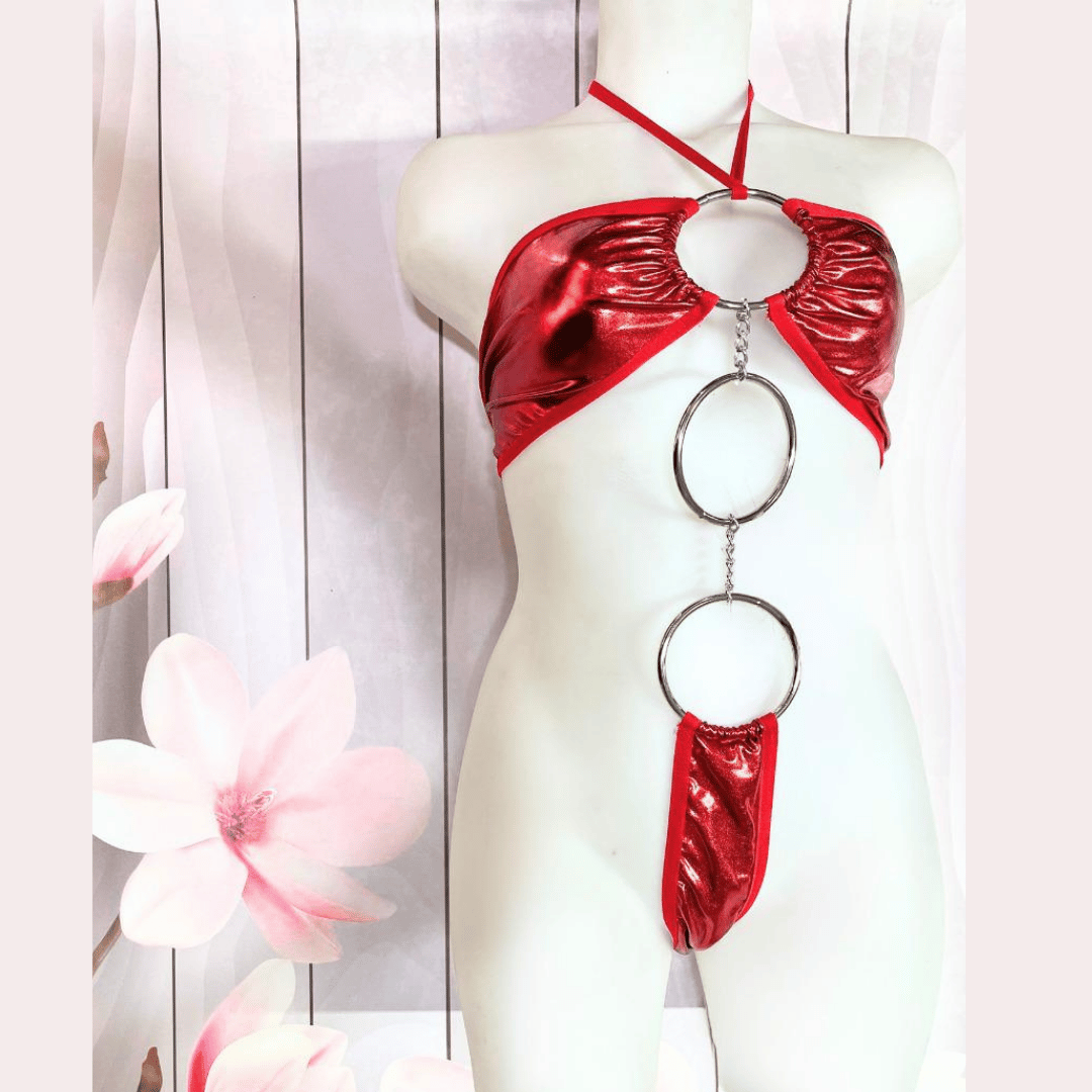 Bacio Zincirli Metalli Kırmızı Fantazi Seksi İç Giyim BC9187