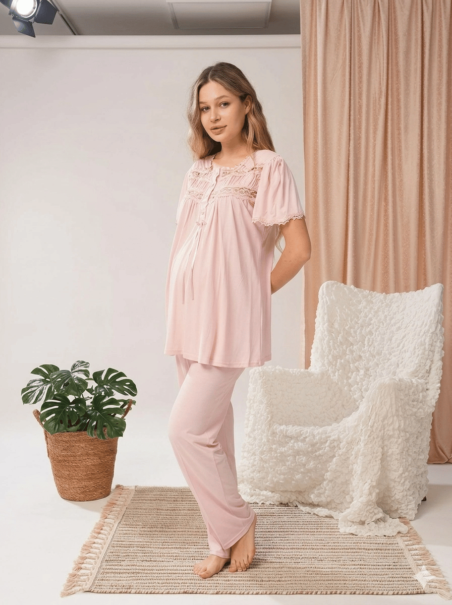 Bone 5806 Kadın 3'lü Sabahlıklı Lohusa Pijama Takımı