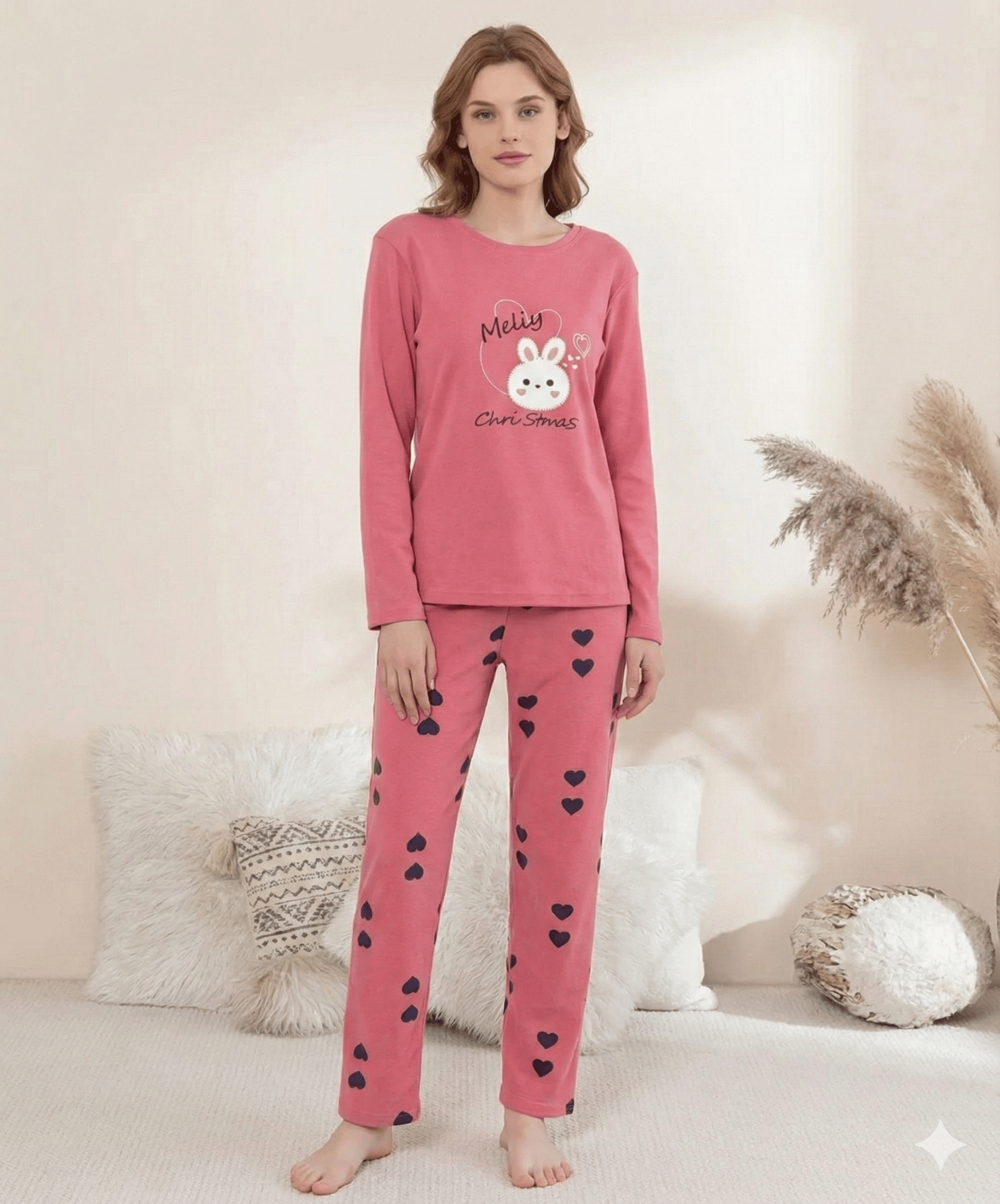 Boyraz 0353 Kadın Penye Uzun Kol Pijama Takımı