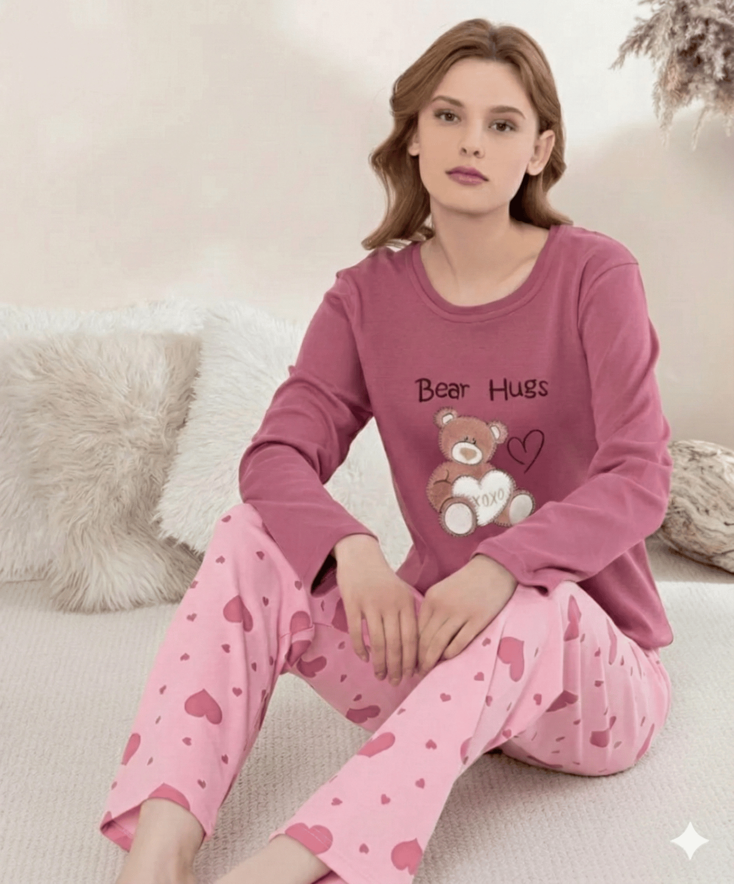 Boyraz 0354 Kadın Penye Uzun Kol Pijama Takımı