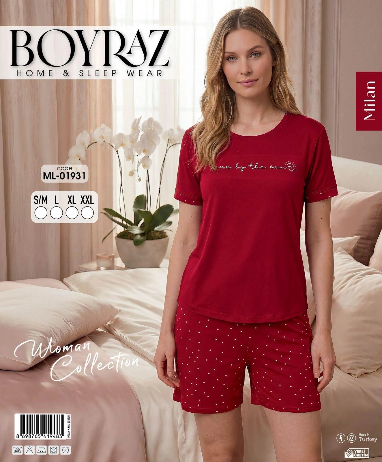 Boyraz ML-01931 Kadın Milan Kısa Kol Şortlu Takım