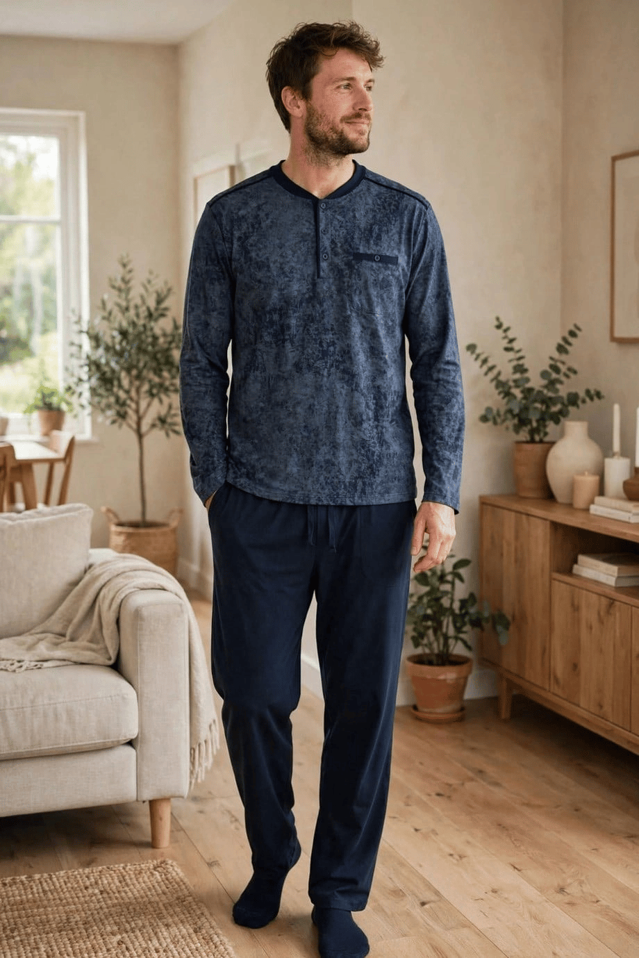 Çift Kaplan 8200 Uzun Kol Erkek Patlı Pijama Takımı