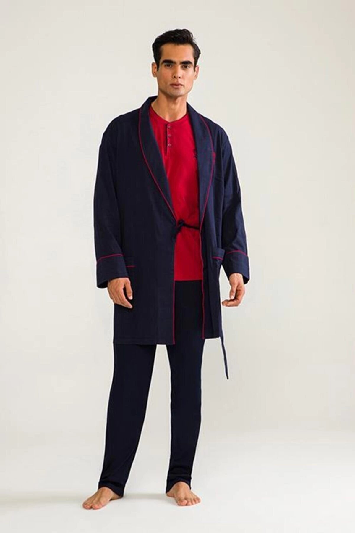 D'S Damat 03000 5'li Robdöşambr Erkek Damat Pijama Seti