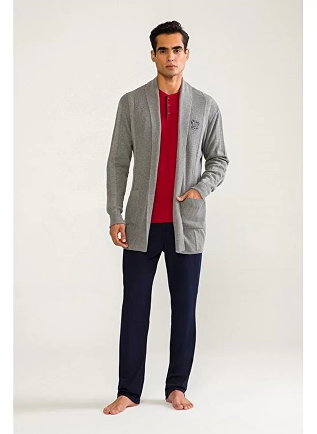 D'S Damat 03004 5'li Triko Robdöşambr Damat Pijama Seti