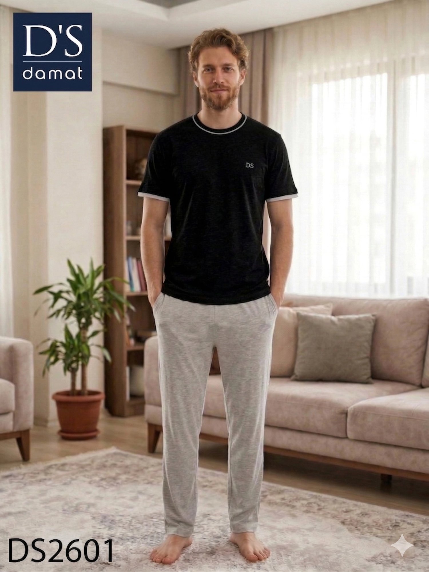 D's Damat 2601 Erkek Spring Kısa Kol Pijama Takımı