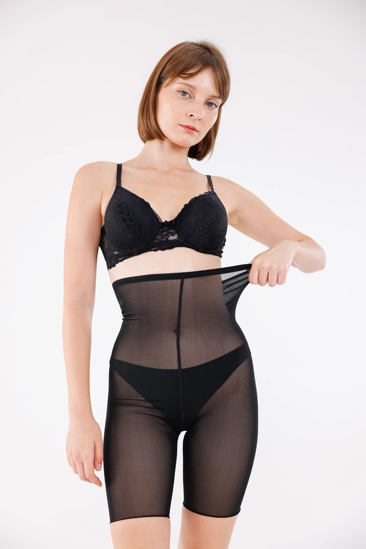 Freshness 0007 Lazer Kesim Tül Yüksek Bel Şort Korse