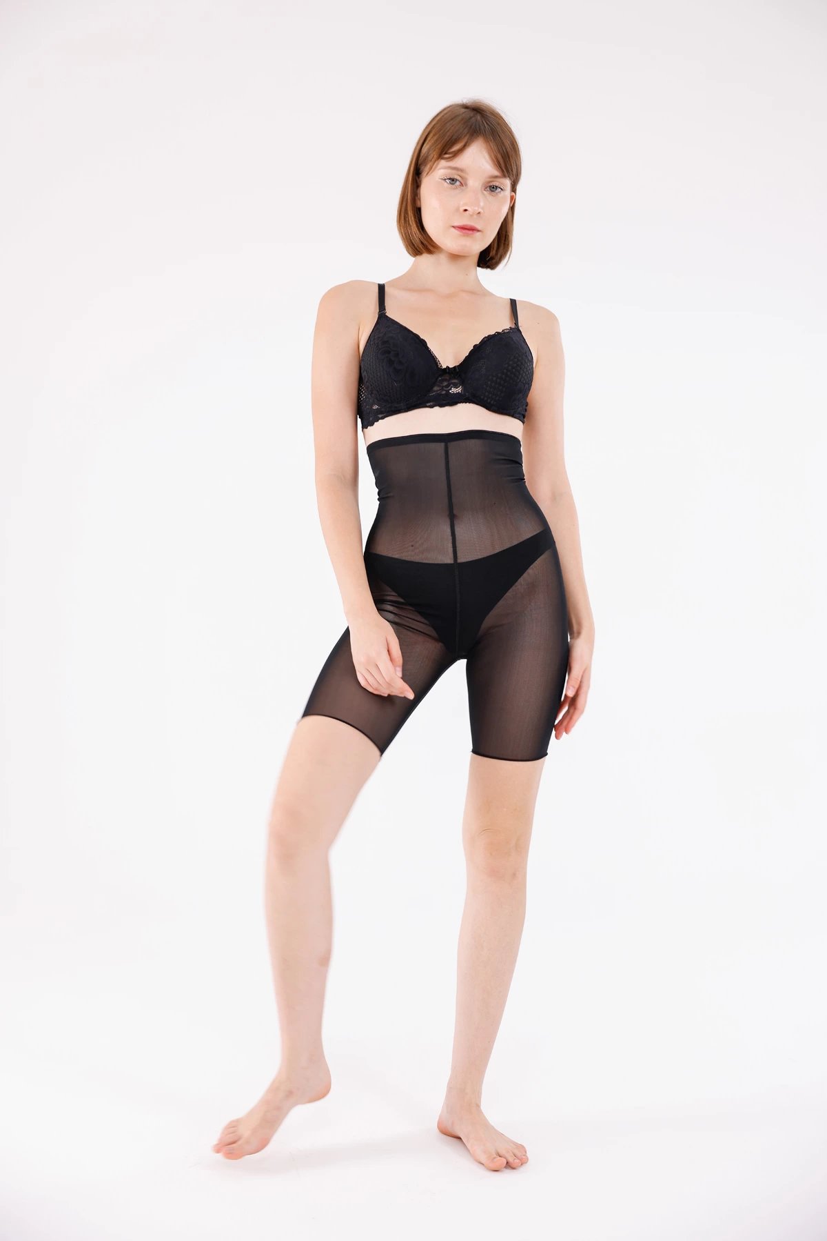 Freshness 0007 Lazer Kesim Tül Yüksek Bel Şort Korse