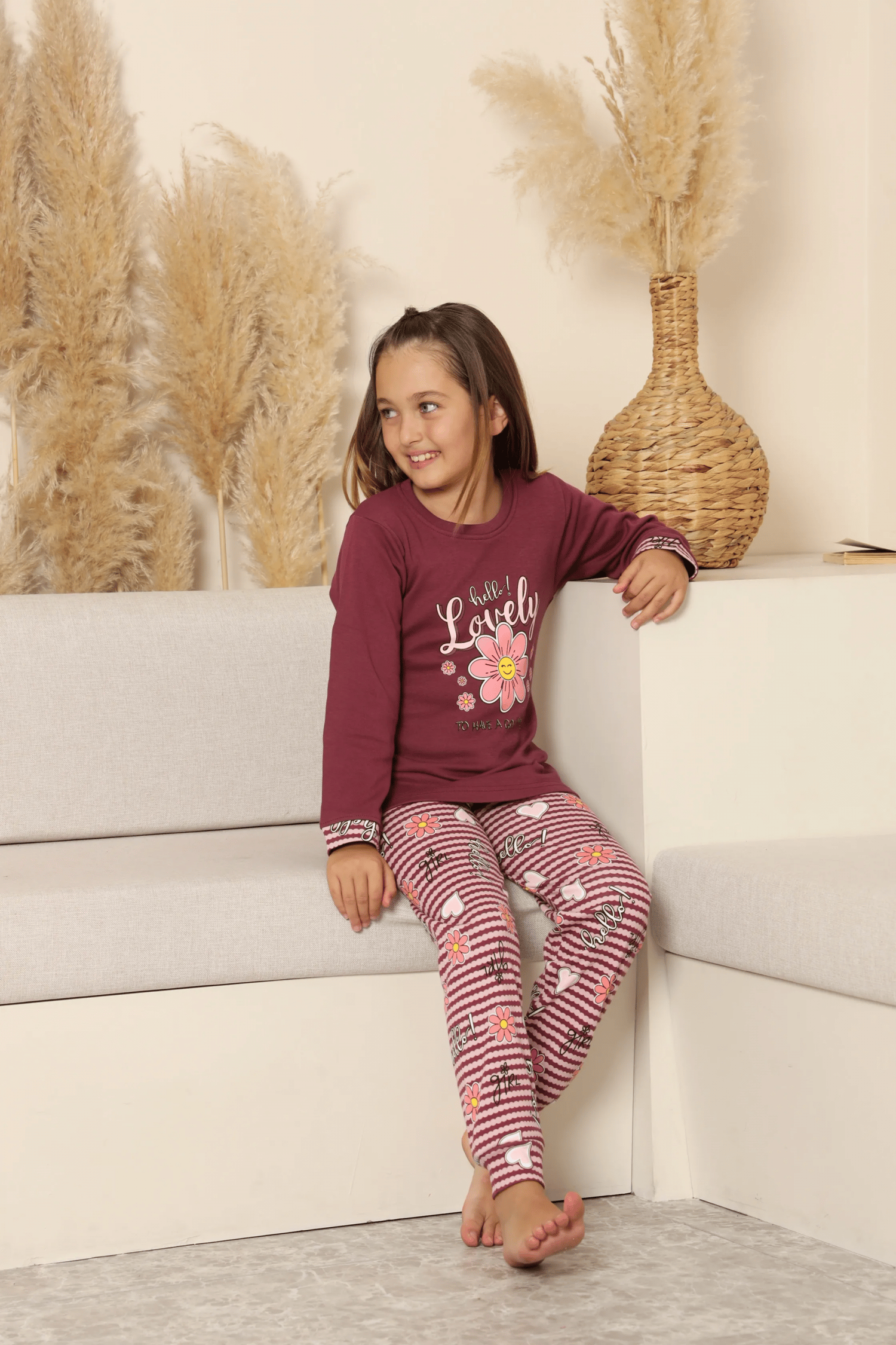 Kapitex 8219 Kız Çocuk Uzun Kol Pijama Takımı