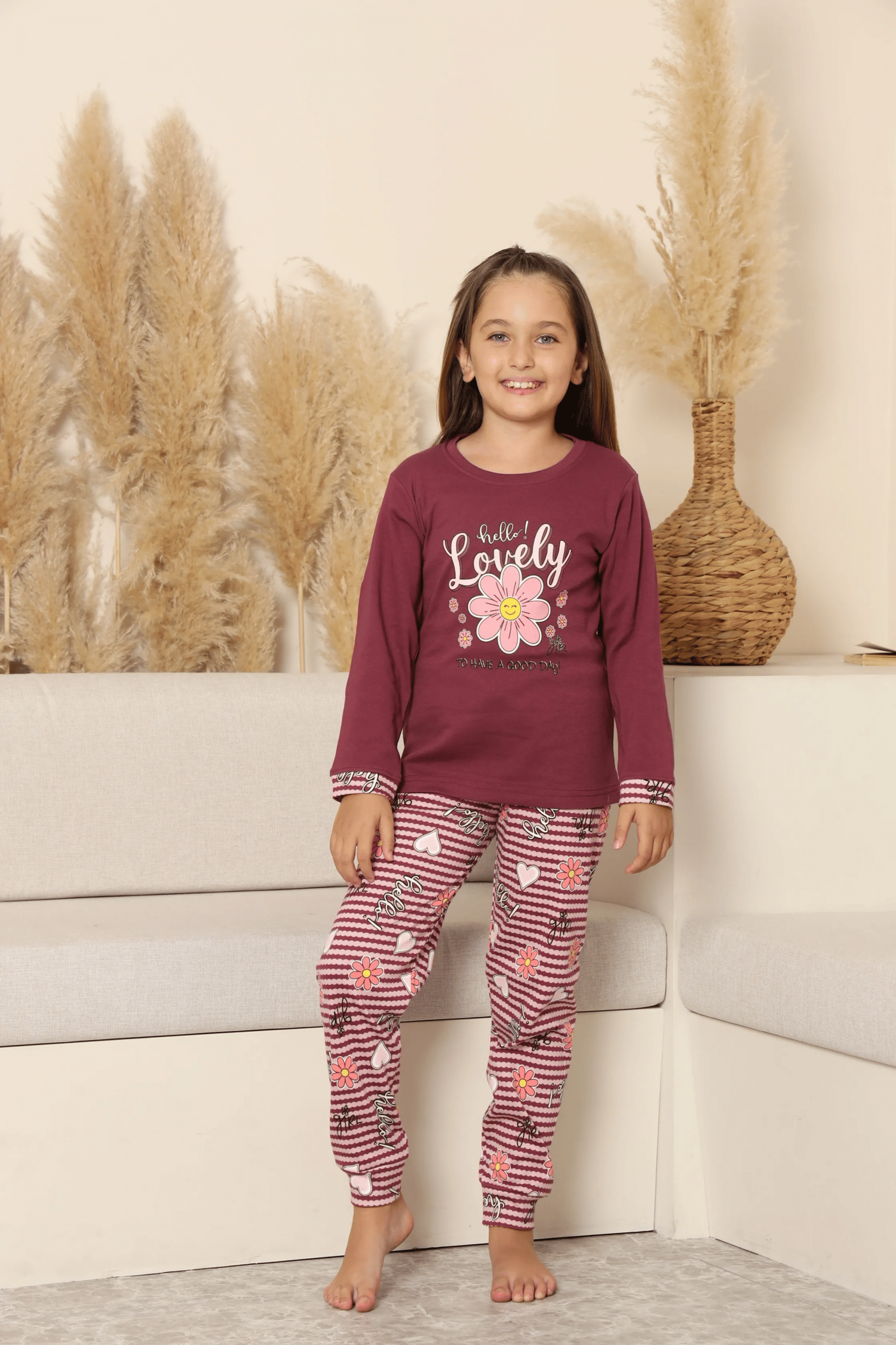 Kapitex 8219 Kız Çocuk Uzun Kol Pijama Takımı