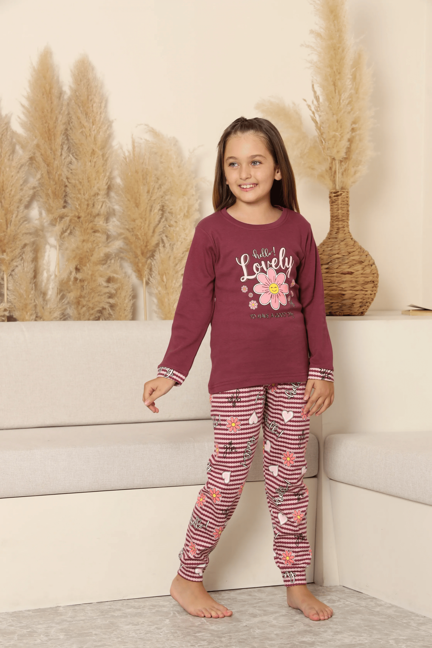 Kapitex 8219 Kız Çocuk Uzun Kol Pijama Takımı