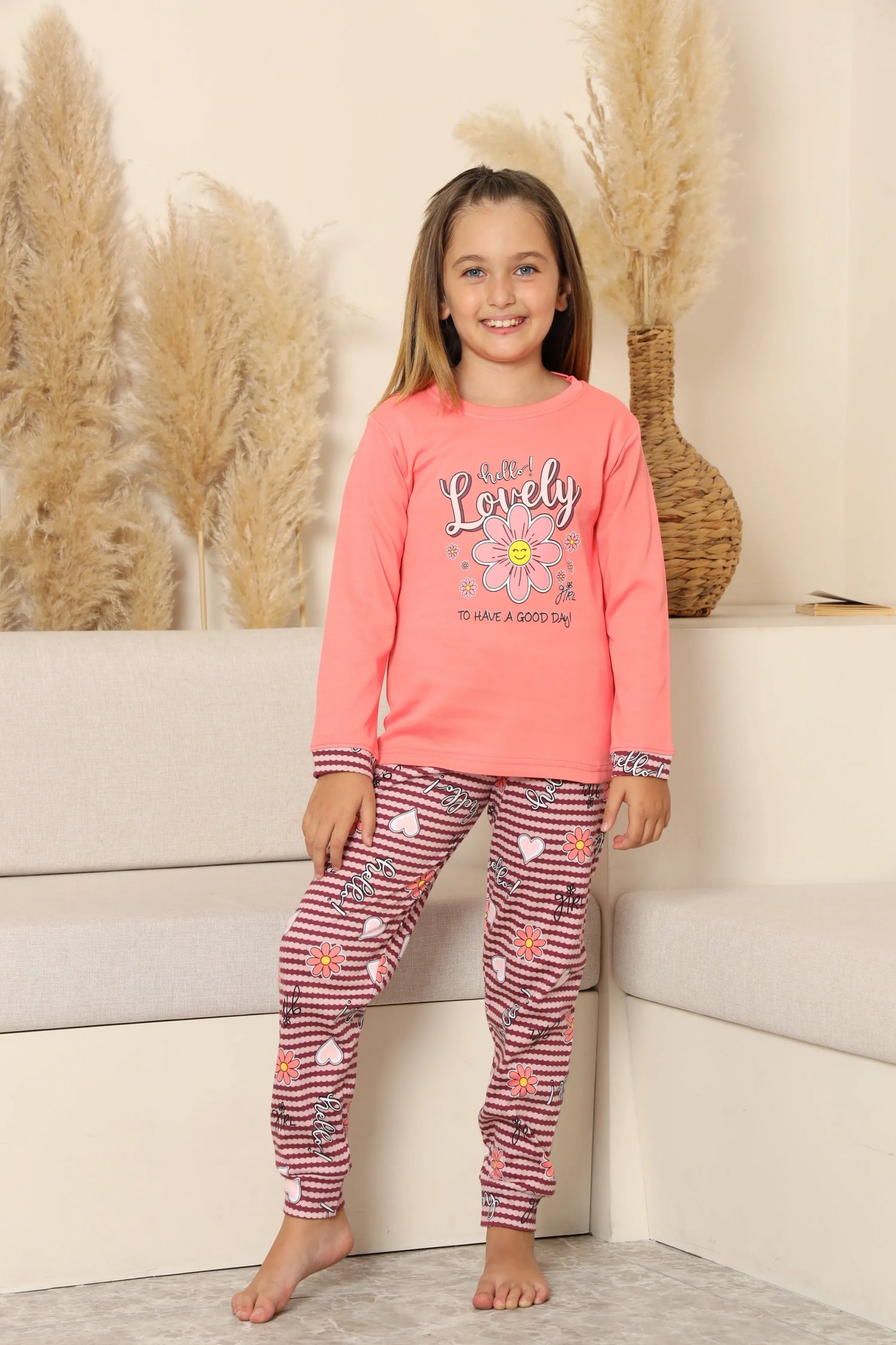 Kapitex 8219 Kız Çocuk Uzun Kol Pijama Takımı
