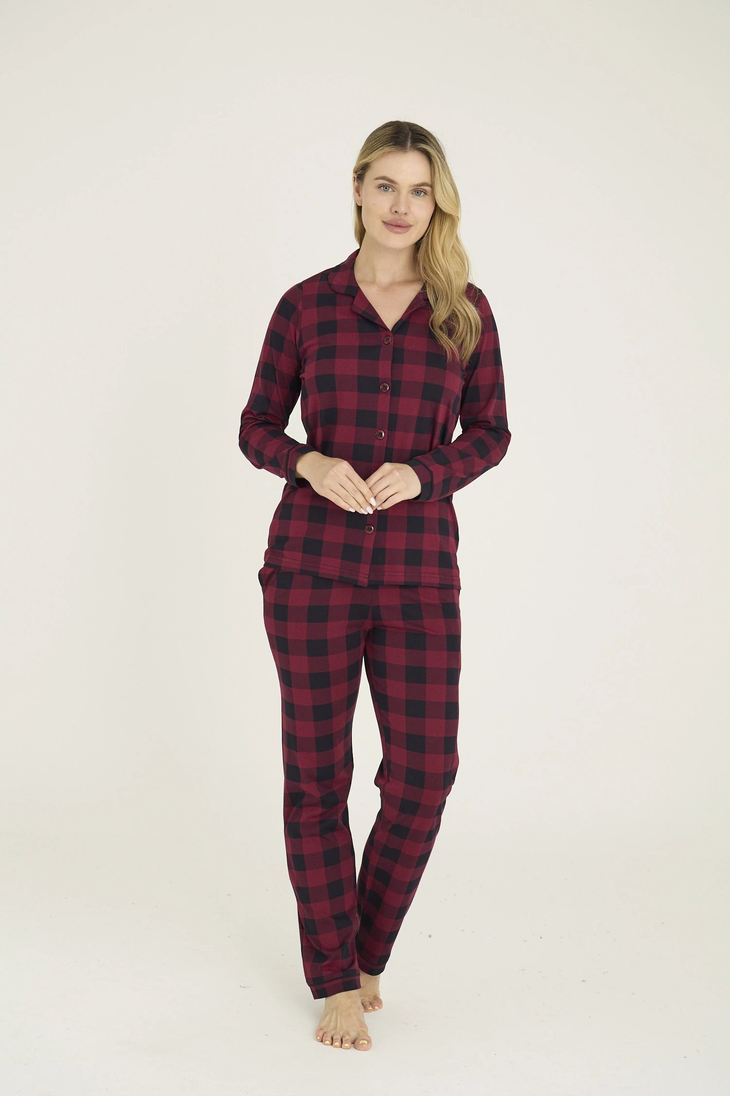 Kocabey 9209-K Kadın Apaj Yaka Pijama Takım