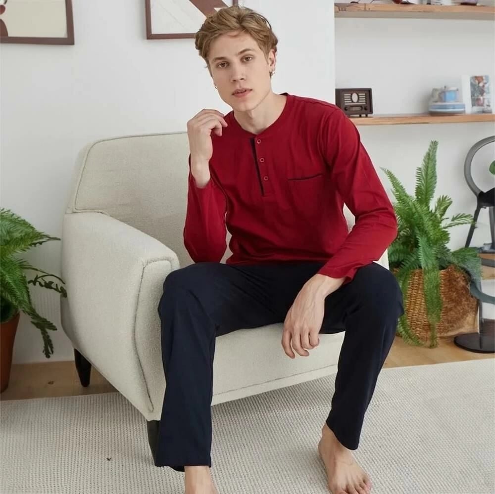 Kocabey 9250 Erkek Midi Yaka Pijama Takım