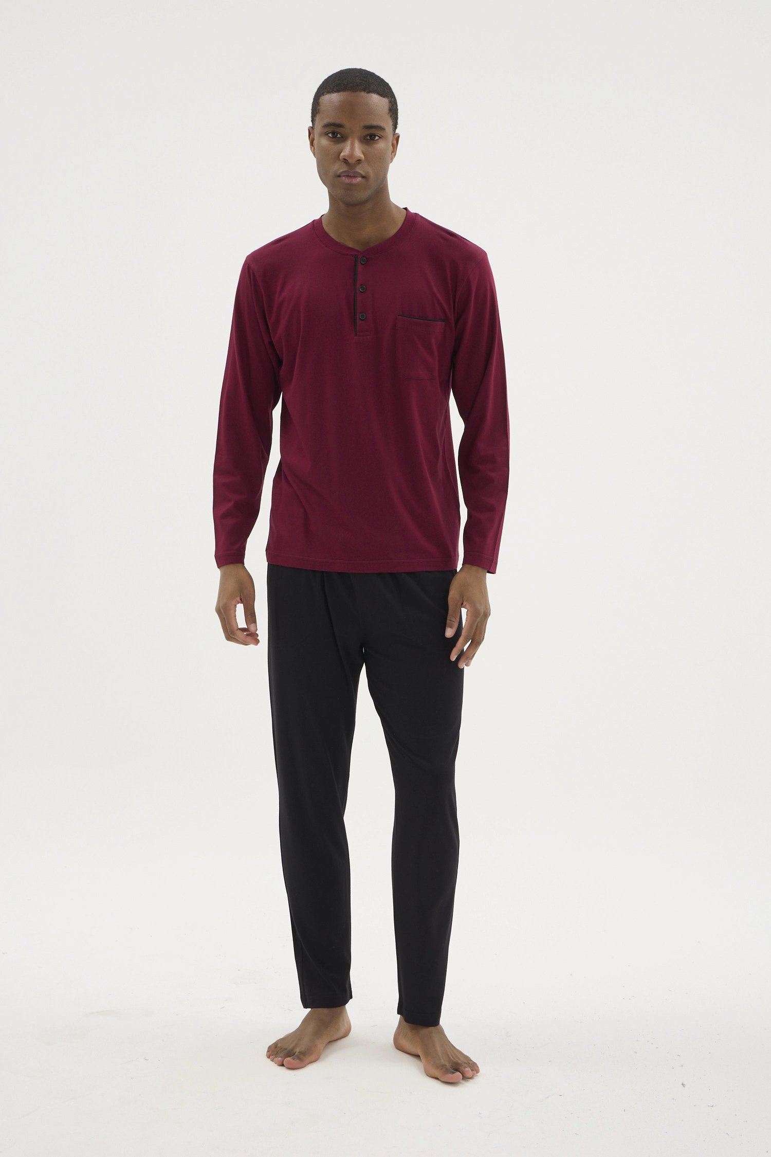 Kocabey BU-26360 Erkek Midi Yaka Battal Pijama Takımı