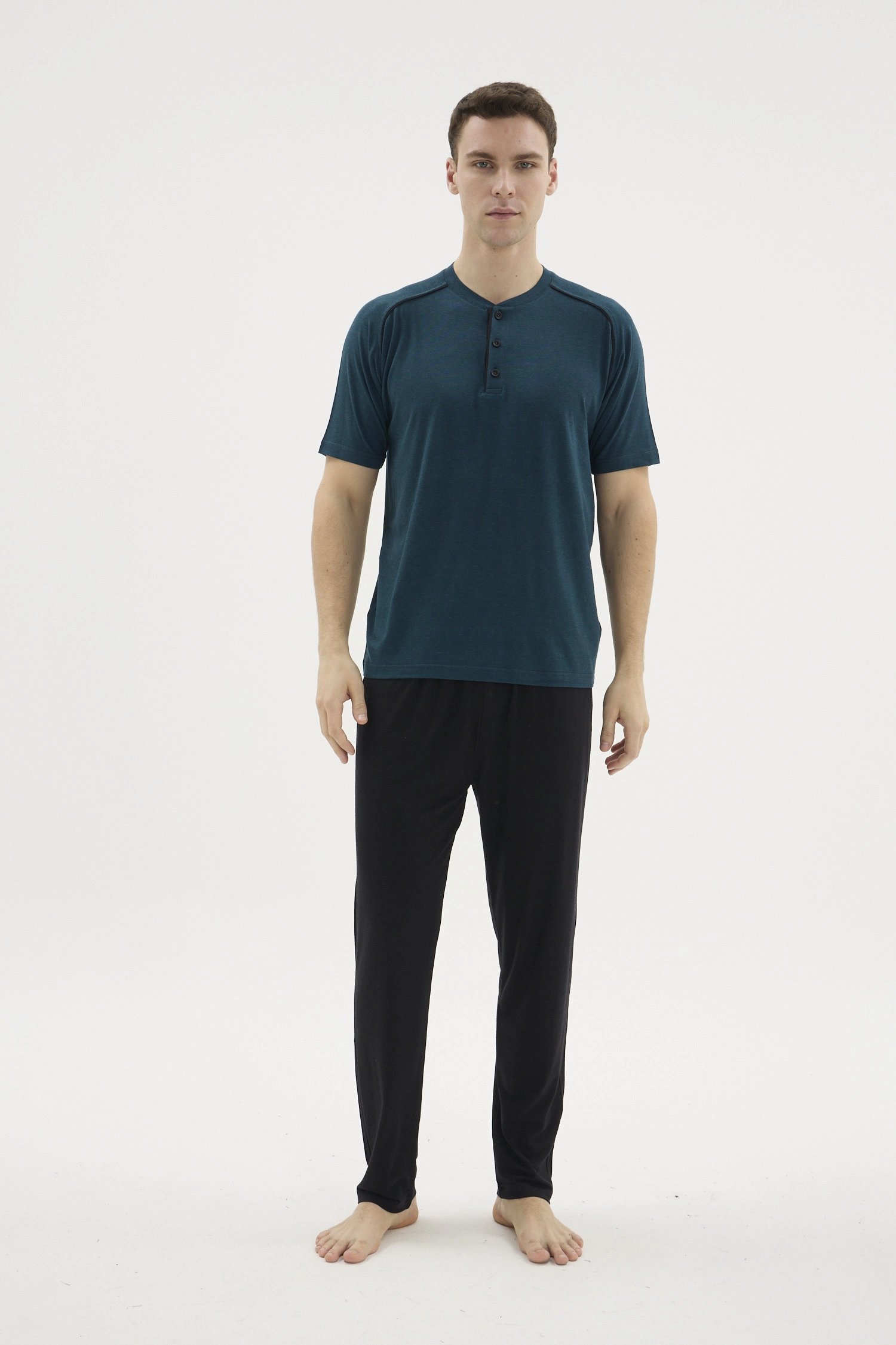 Kocabey KKT-26153 Erkek Midi Yaka Pijama Takımı