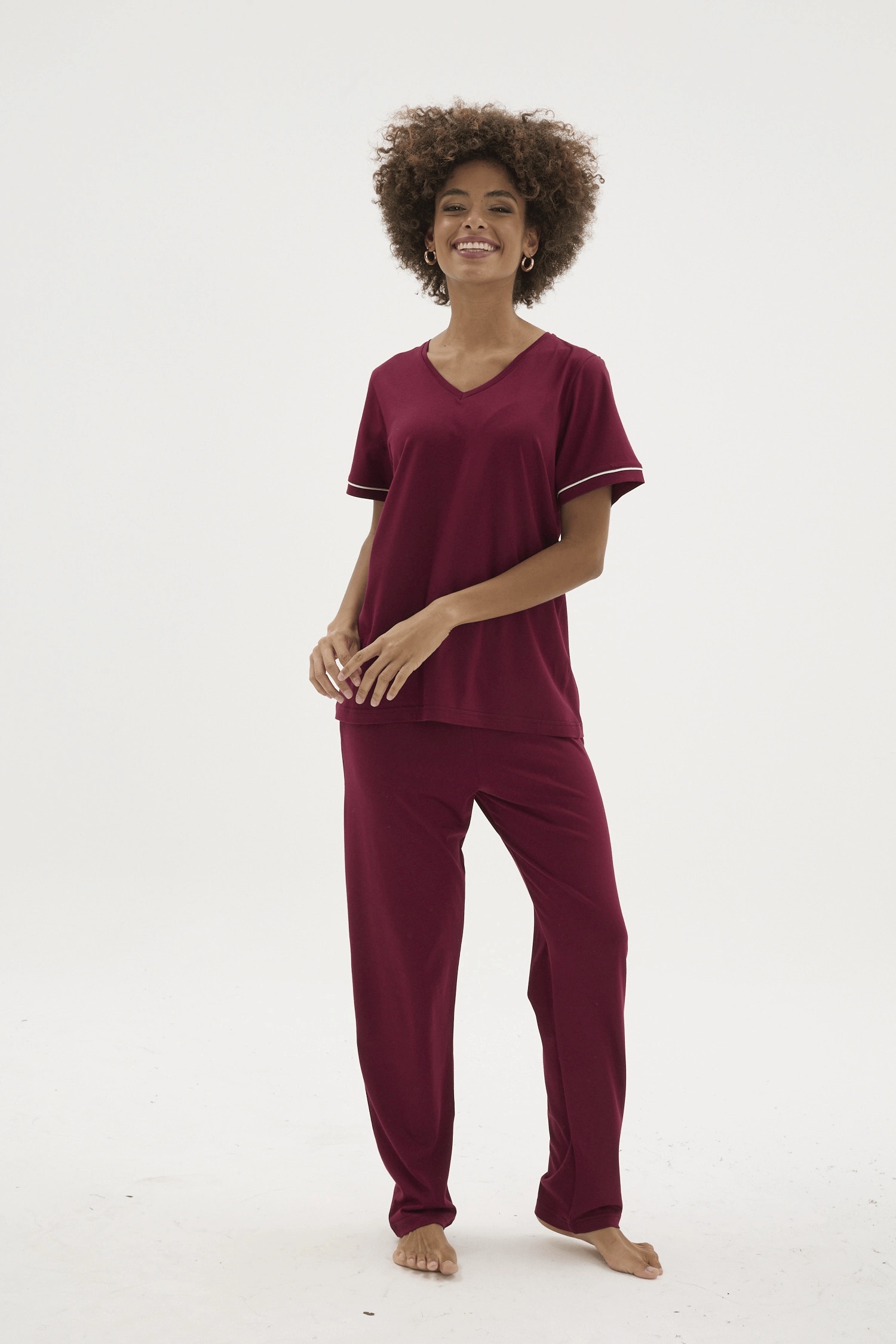 Kocabey KKT-26162K Kadın V Yaka Pijama Takımı