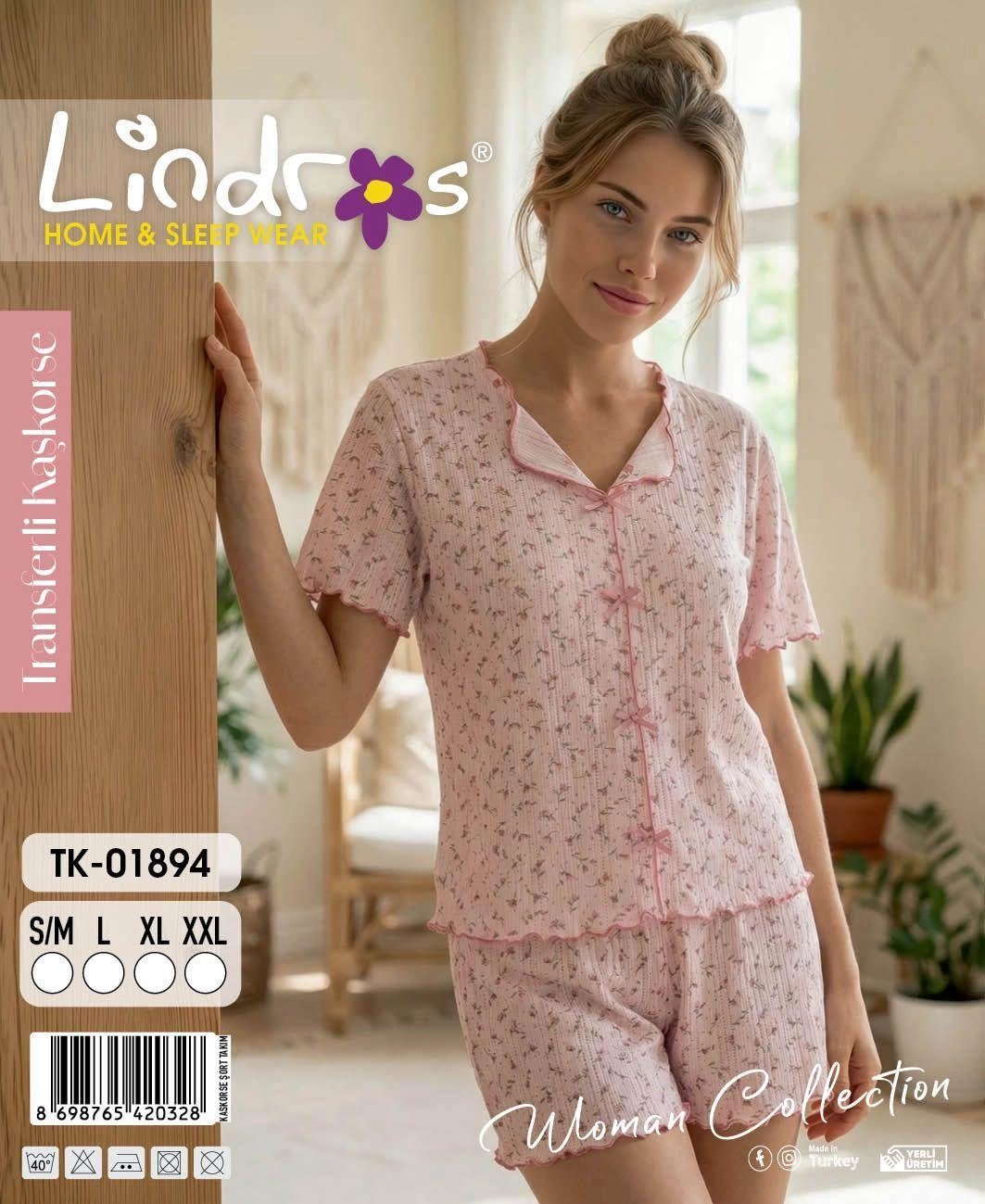 Lindros TK-01894 Kadın Kaşkorse Kısa Kol Şort Takım