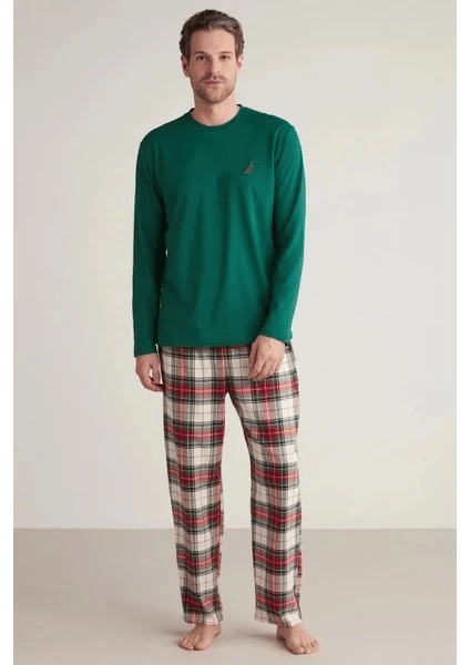 Nautıca M630 Erkek Uzun Kollu Ekoseli Pijama Takımı