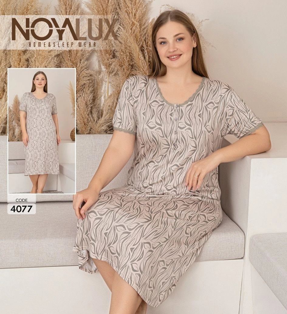 Noyalux 4077 Kadın Battal Kısa Kol Elbise Gecelik