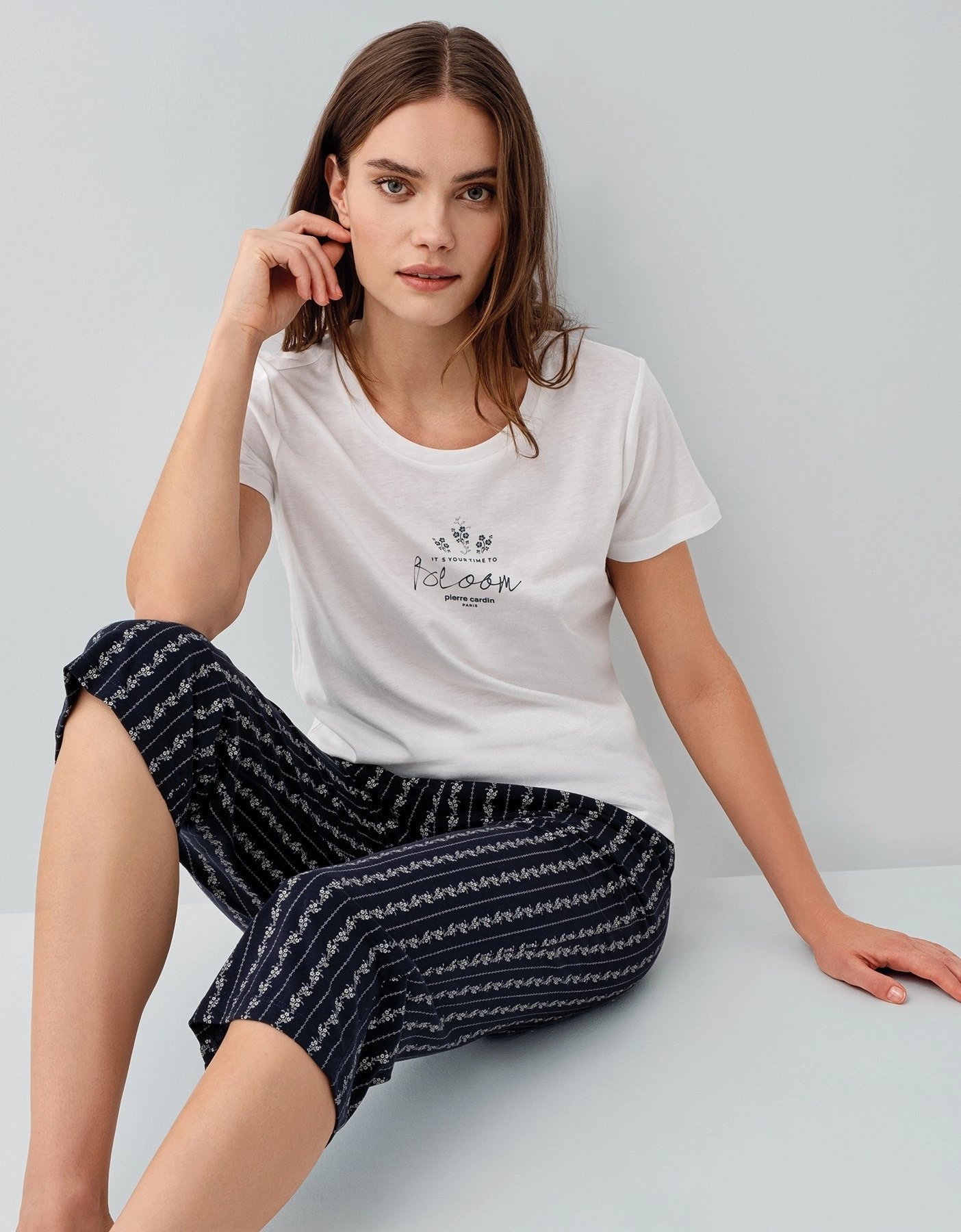 Pierre Cardin PC9207-S Kadın Kapri Kısa Kol Pijama Takımı