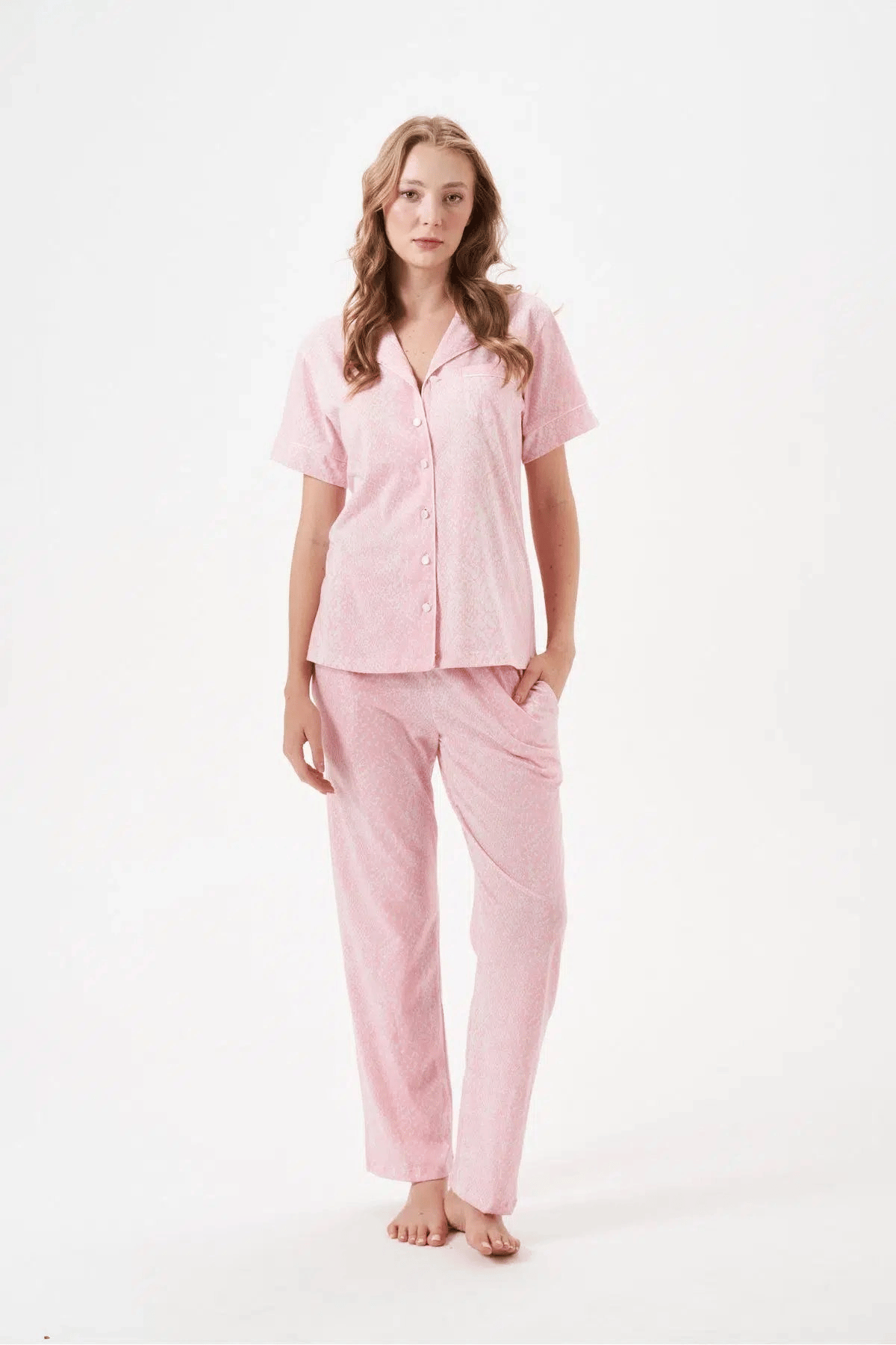 PJS 29033 Kadın Düğmeli Pijama Takım