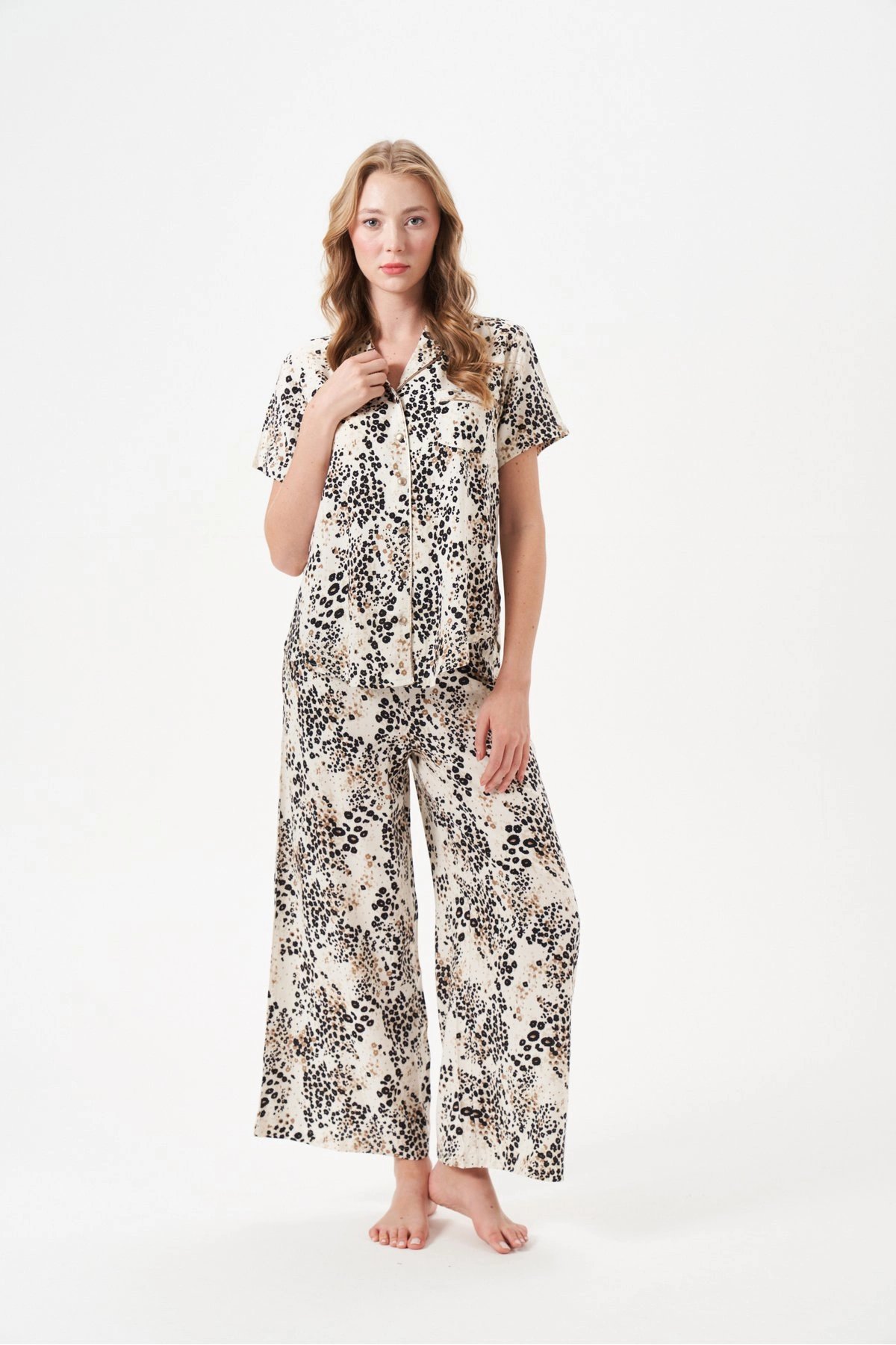 PJS 29049 Kadın Düğmeli Pijama Takım