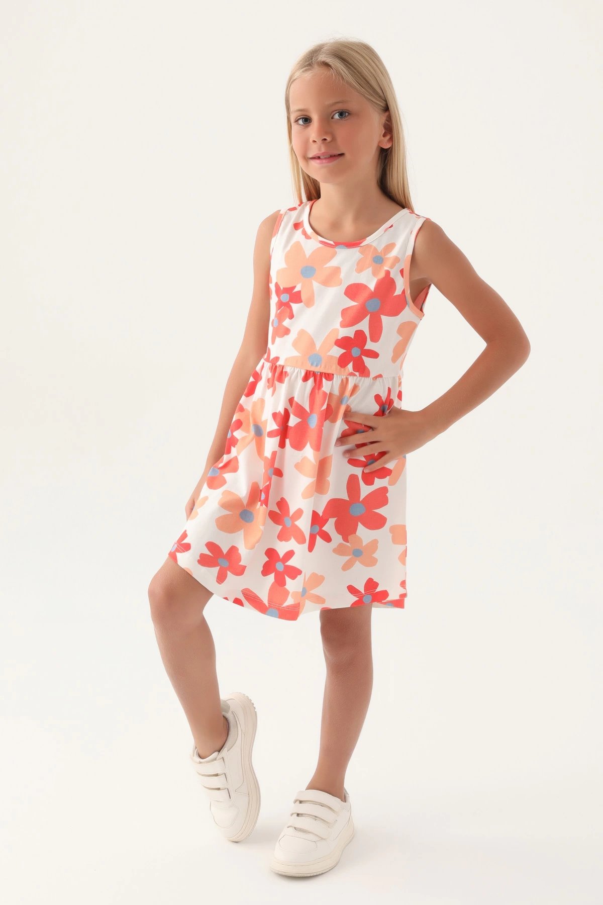 Roly Poly 3393-3 Kız Çocuk Çiçekli Elbise