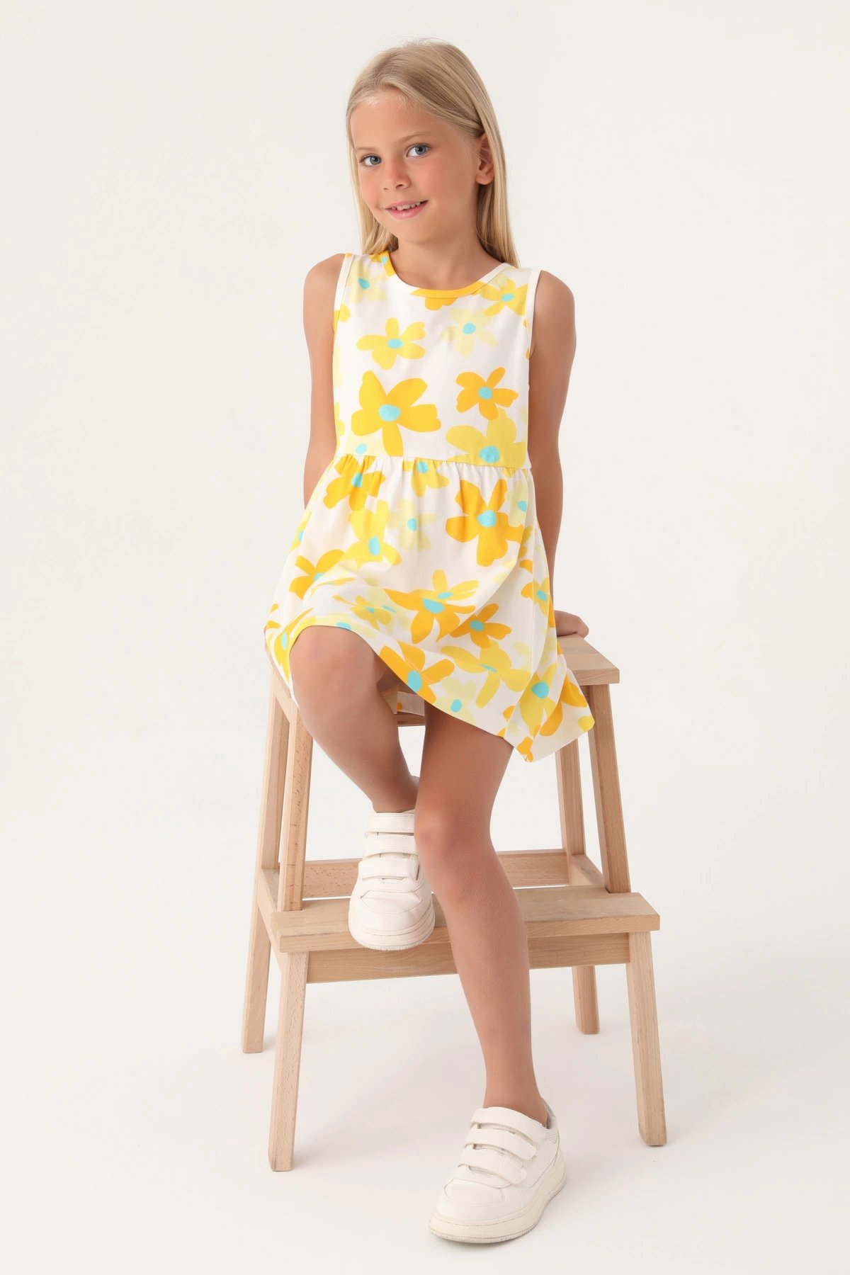 Roly Poly 3393-3 Kız Çocuk Çiçekli Elbise